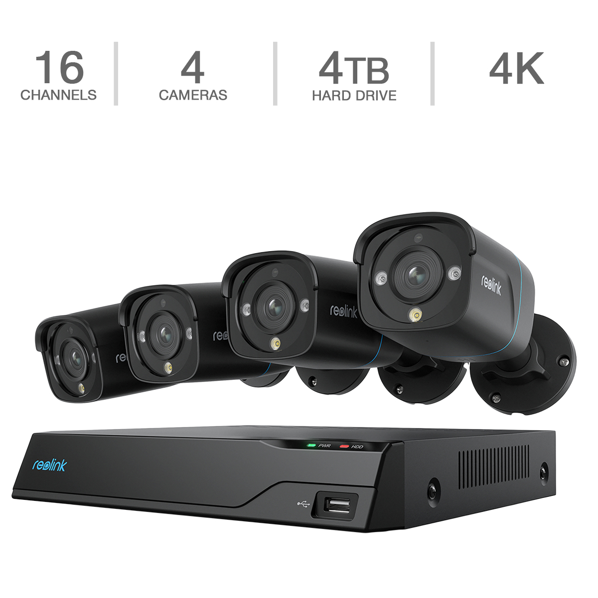 Reolink Advantage Series 4K 16-Channel 4TB NVR Security System with 4 Bullet PoE Cameras