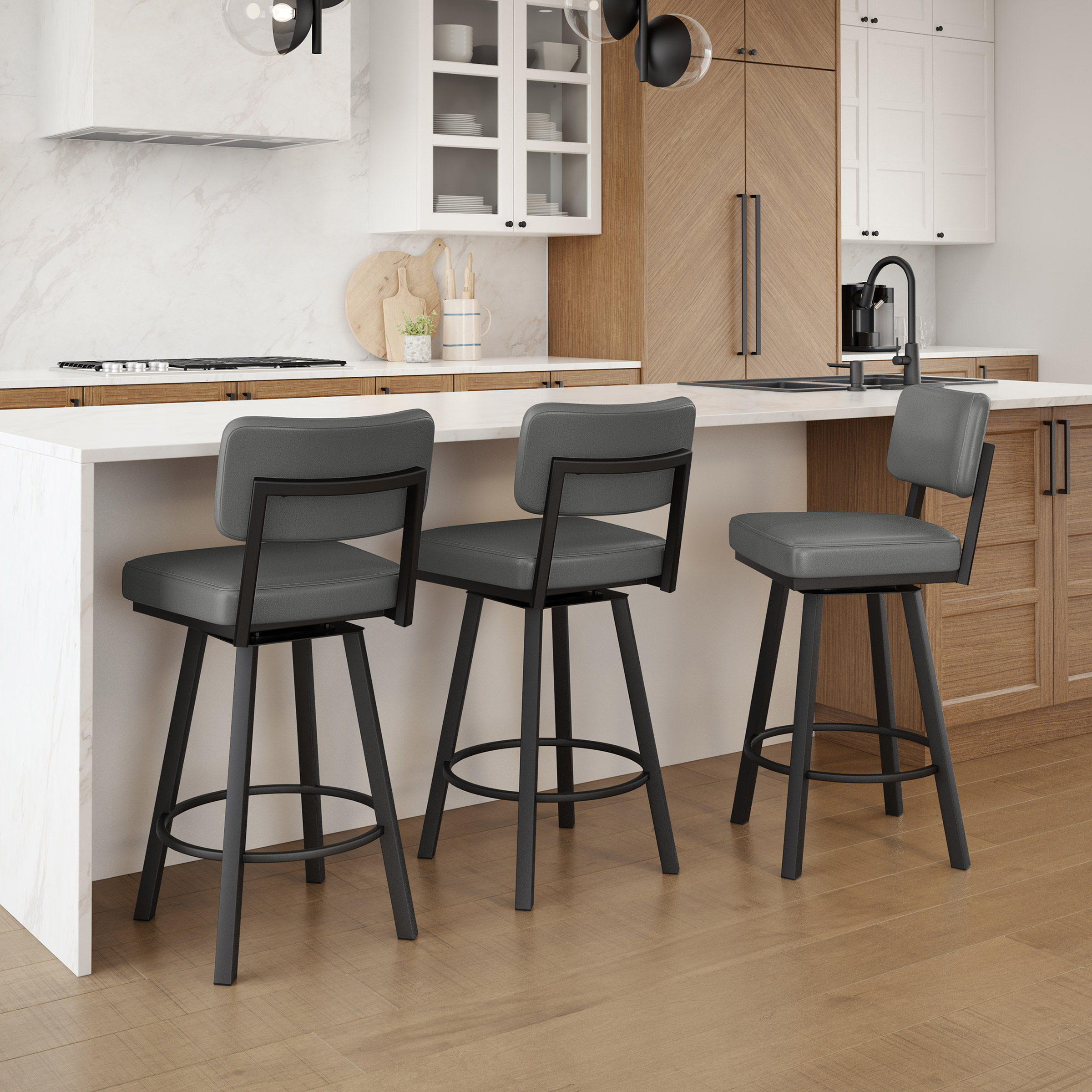 Amisco Alek Swivel Counter Stool with Vinyl Seat