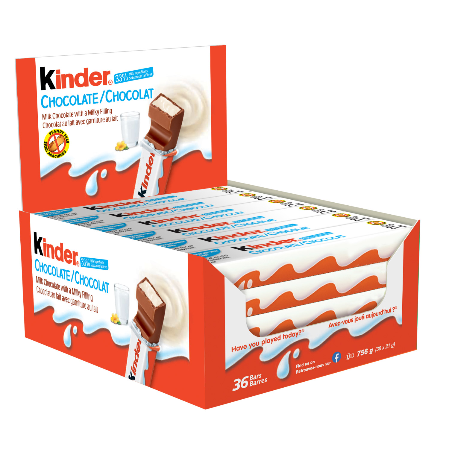 Kinder Milk Chocolate Bars, 36 × 21 g