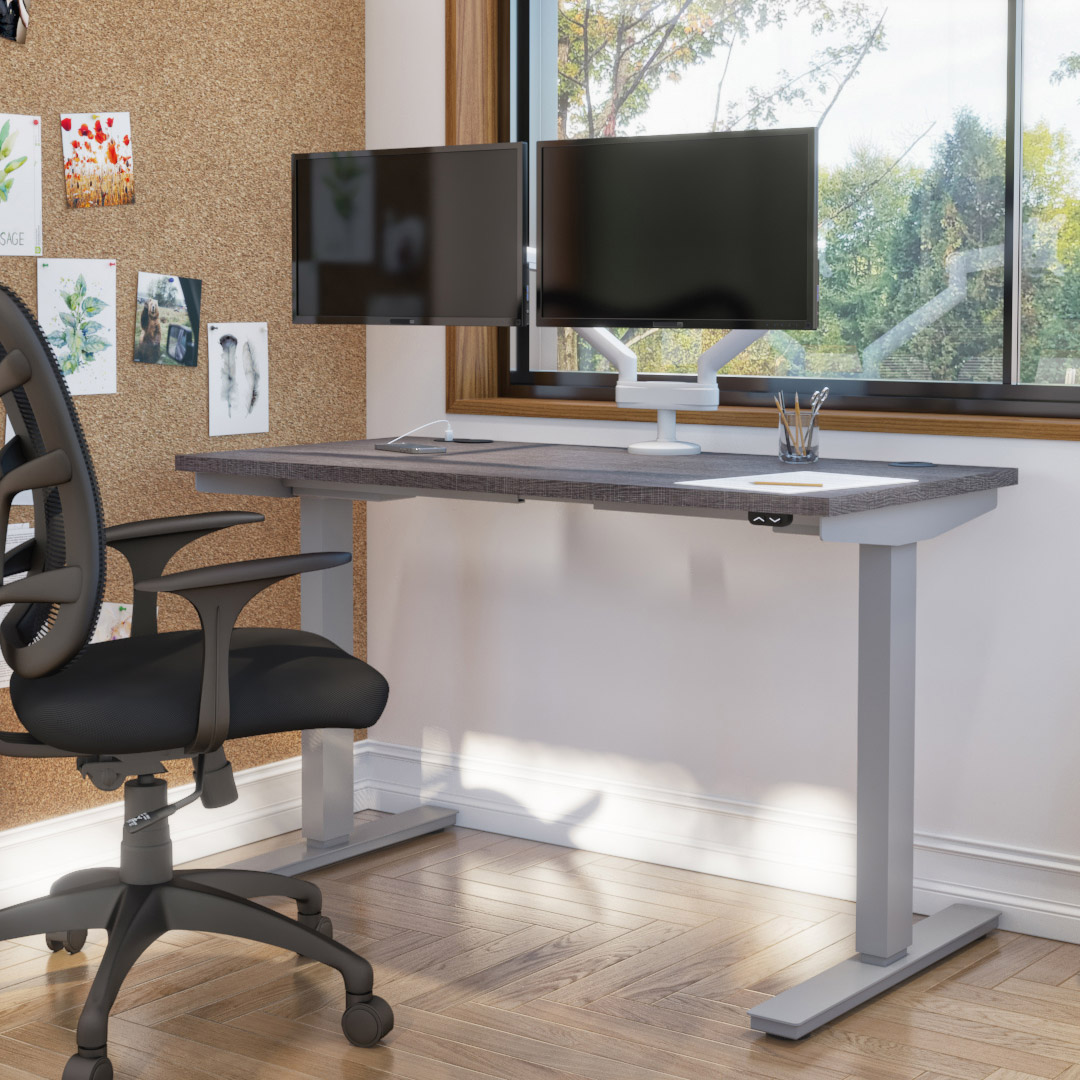 Bestar Upstand 61 cm x 122 cm (24 in. x 48 in.) Height Adjustable Desk with Dual Monitor Arm