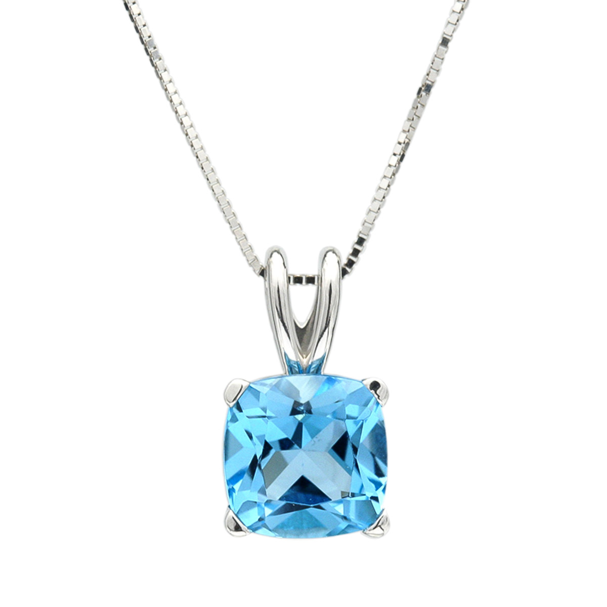 Cushion Cut Blue Topaz Necklace