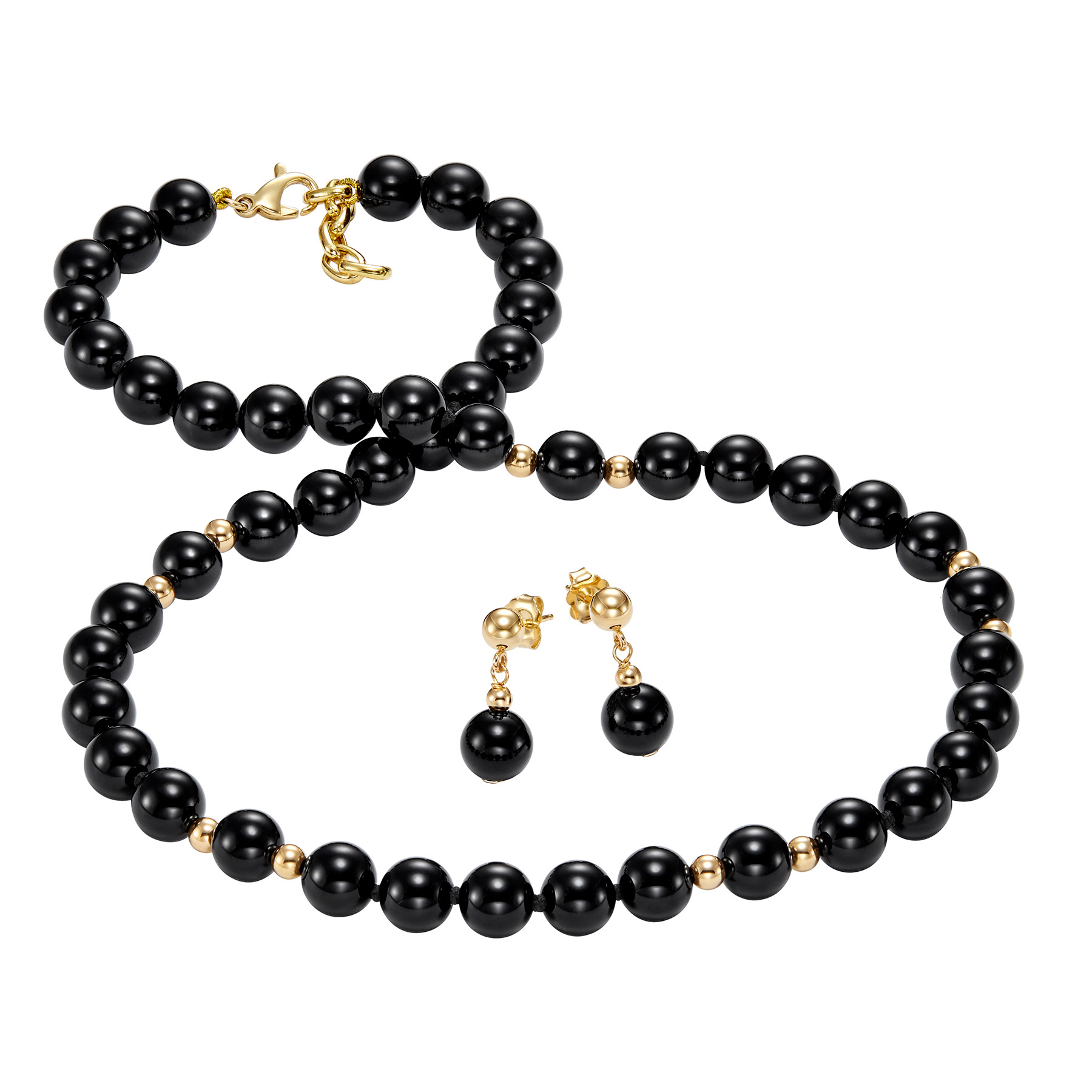 Beaded Onyx Necklace and Earrings Set