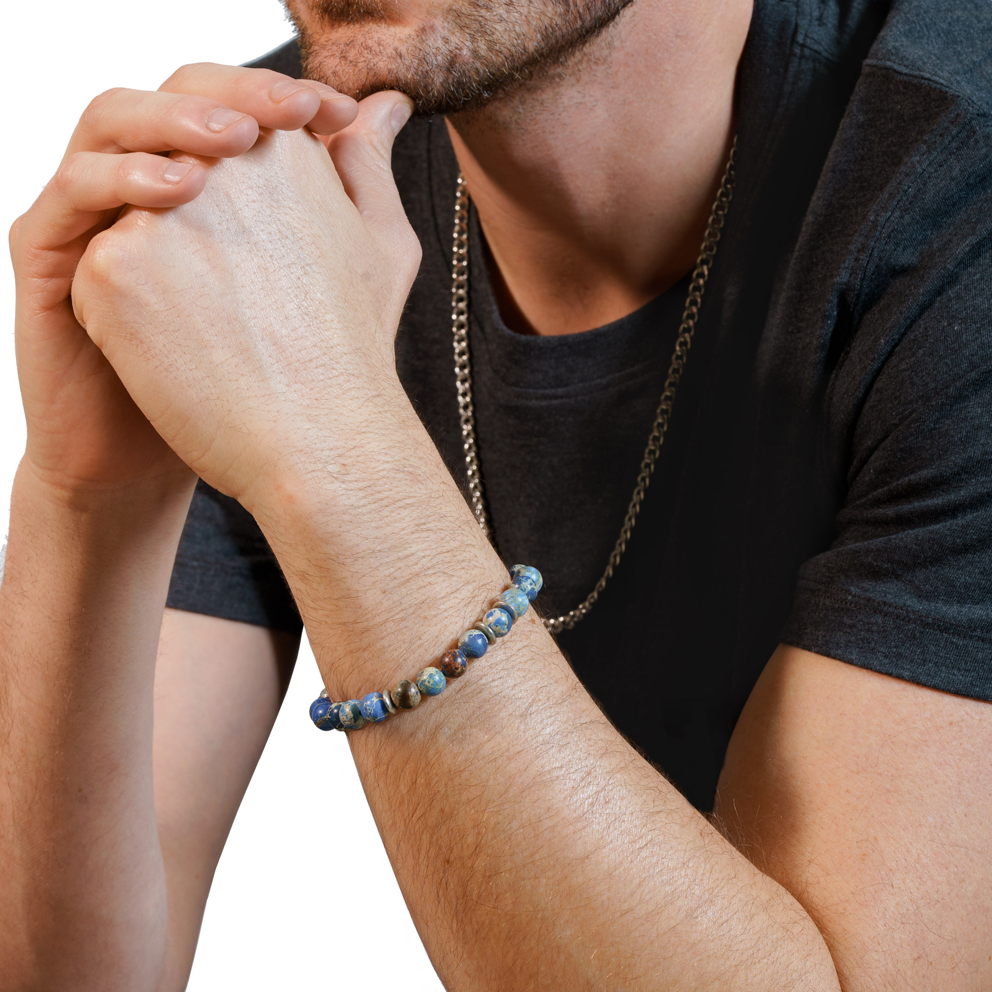 Mr. Lowe by Sheryl Lowe Jasper Beaded Bracelet with Silver