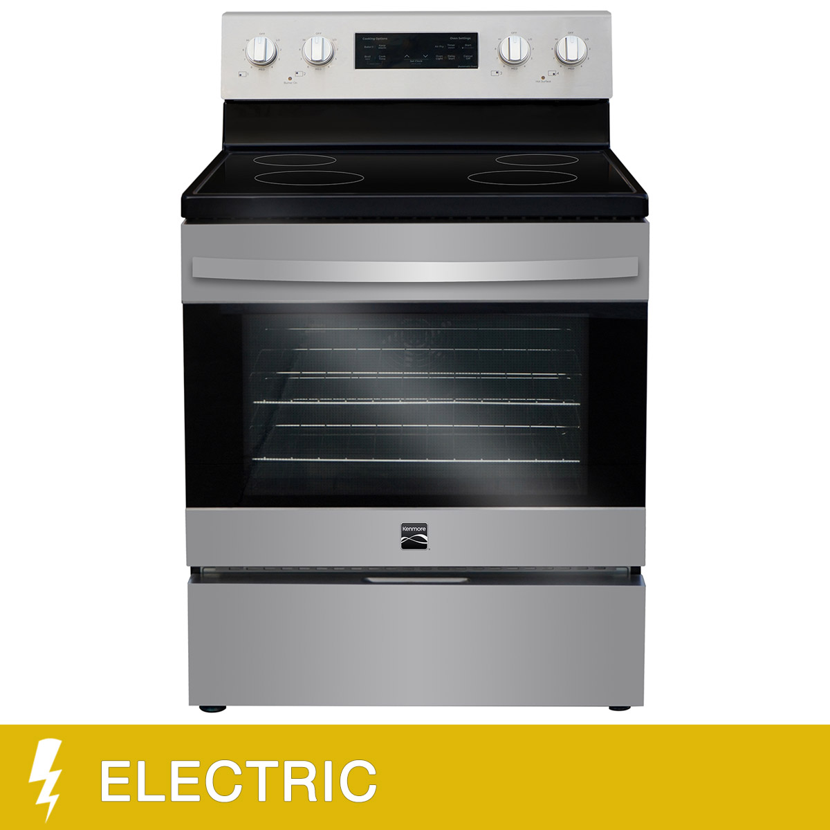 Kenmore 30 in. 5 cu ft. Stainless Steel Electric 4 Burner True Convection Range with Air Fry