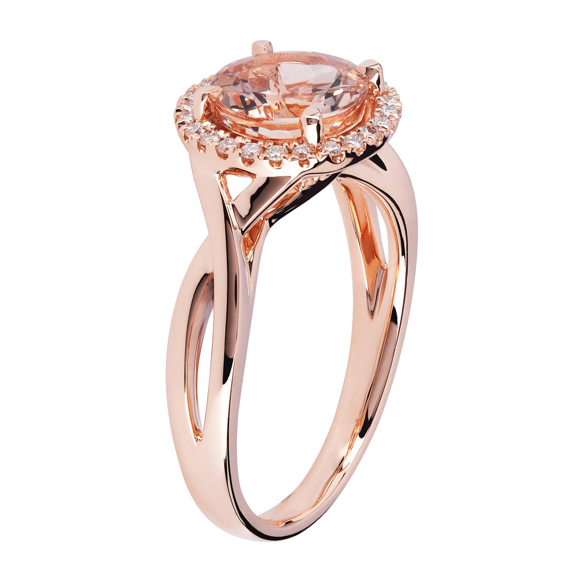 Round Cut Morganite and Diamond Ring (0.12 ctw) | Costco
