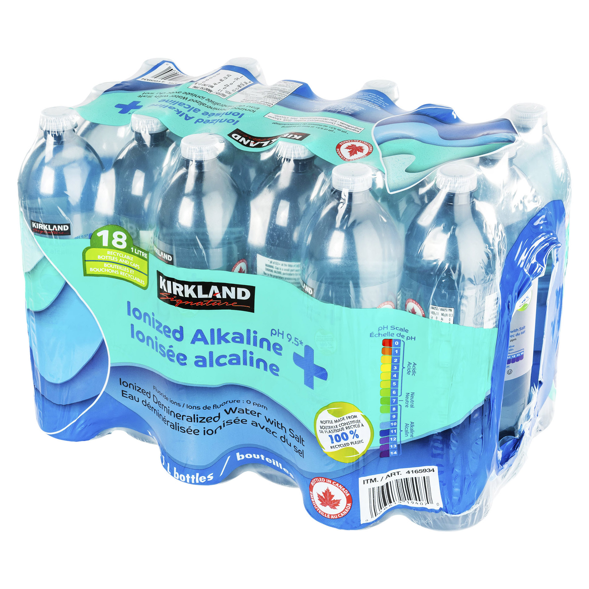 Kirkland Signature Ionized Alkaline Spring Water, 18 x 1 L