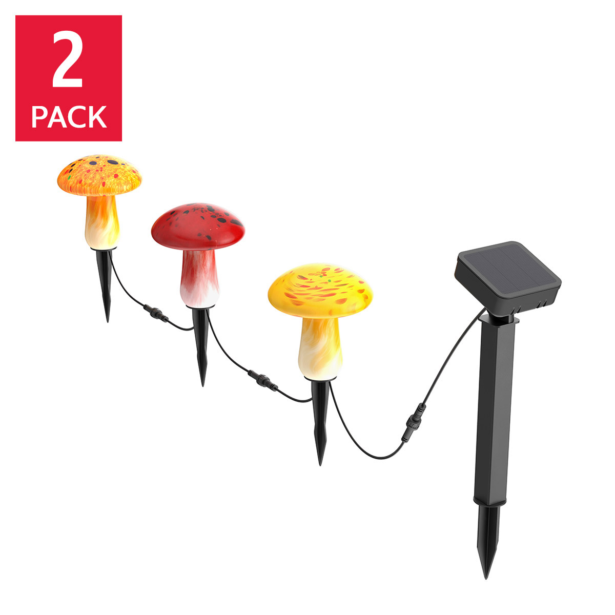Infinity X1 Glass Solar Mushroom Landscape Lights, 2-pack | Costco