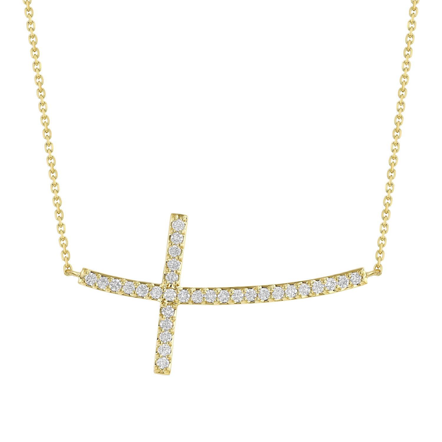 Round Brilliant Diamond Sideways Cross Necklace (0.43 ctw)