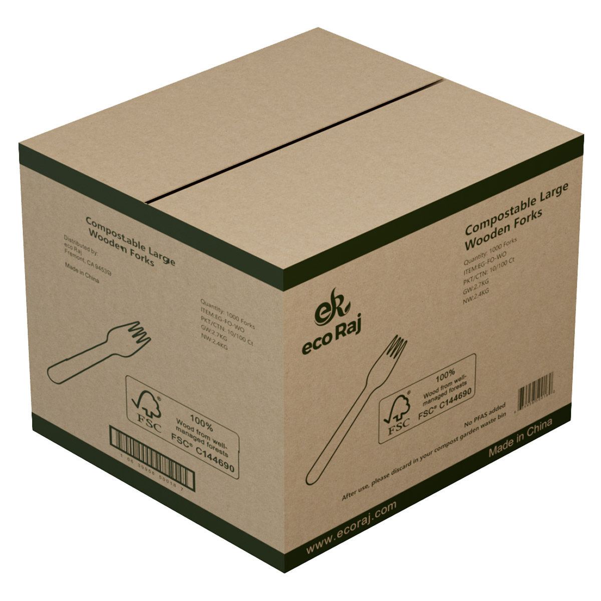 Eco Raj Compostable Wooden Fork  1 000-count