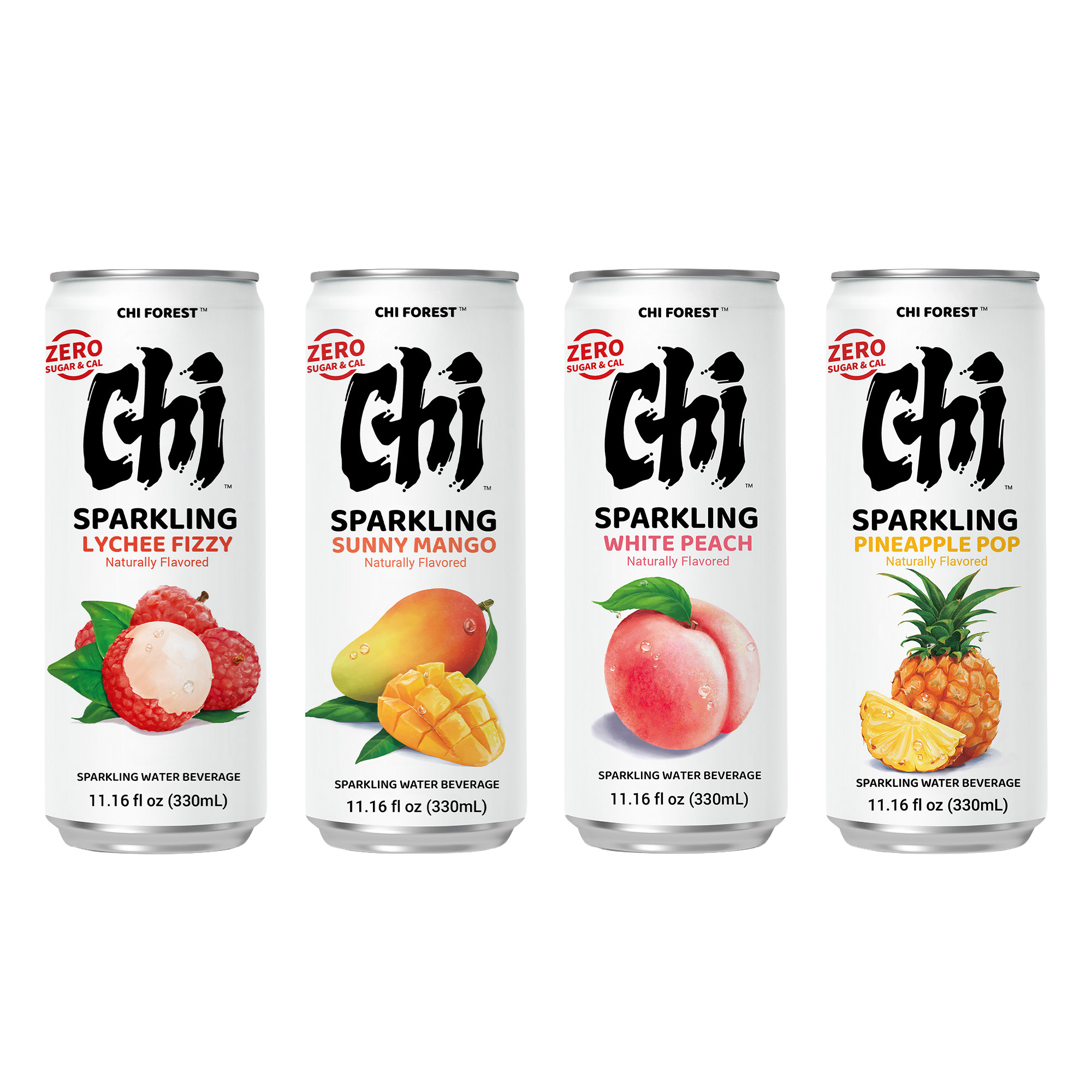 Chi Forest Flavored Sparkling Water, Variety Pack, 11.16 fl oz, 24