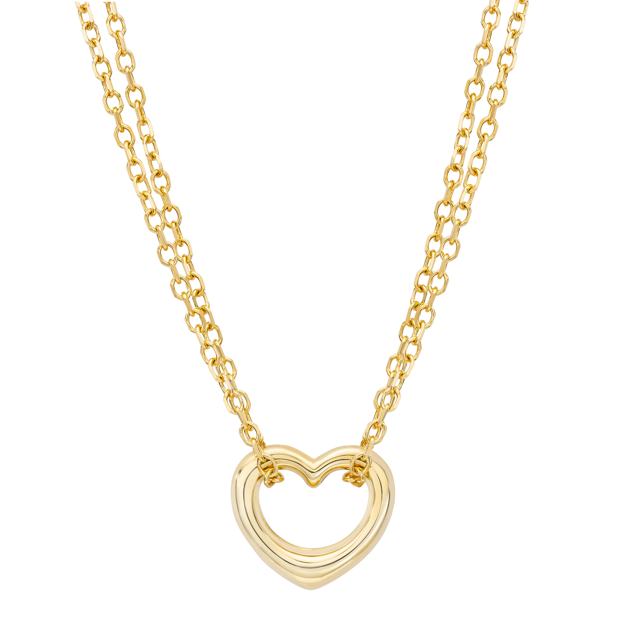 14kt Yellow Gold Row Cable Heart Necklace Costco