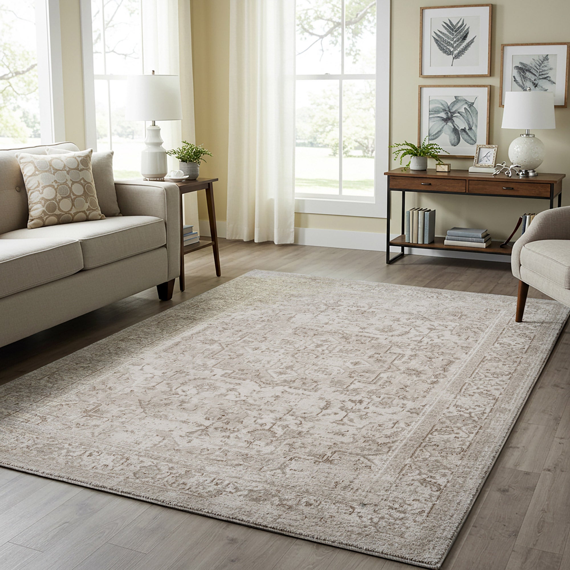 Ooka フェイスクリーム グレー Divina Area Rug, Onida Cream, 5'3” x 7' | Costco