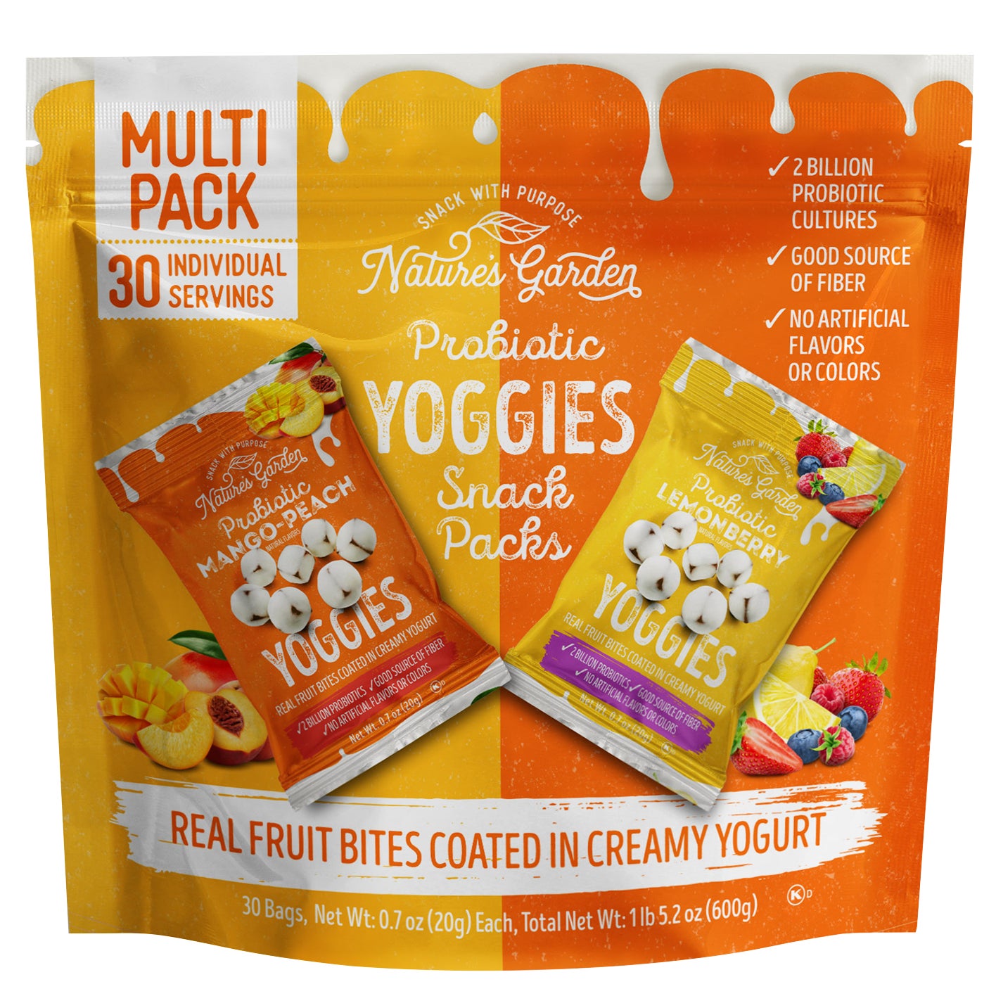 Nature's Garden Probiotic Yoggies Snack Packs, Variety Pack, 0.7