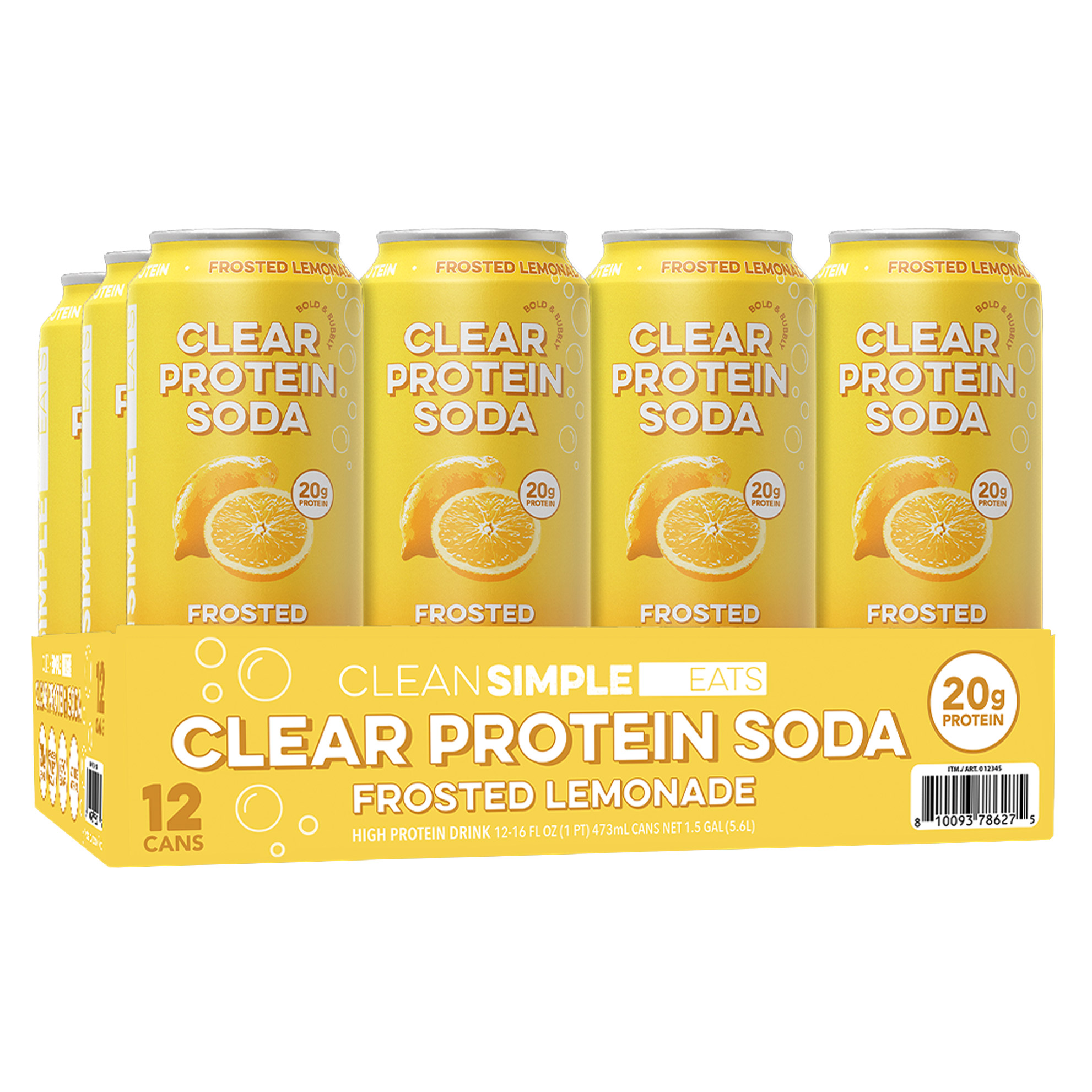 Clean Simple Eats 20g Clear Protein Soda, Frosted Lemonade, 16 fl oz ...