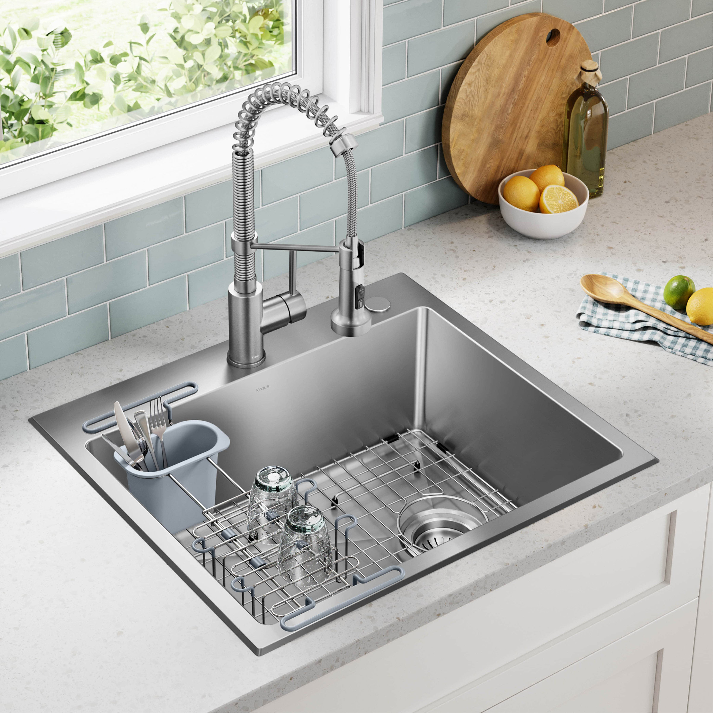 KRAUS Drop In Single Bowl 18 Gauge Stainless Steel Sink