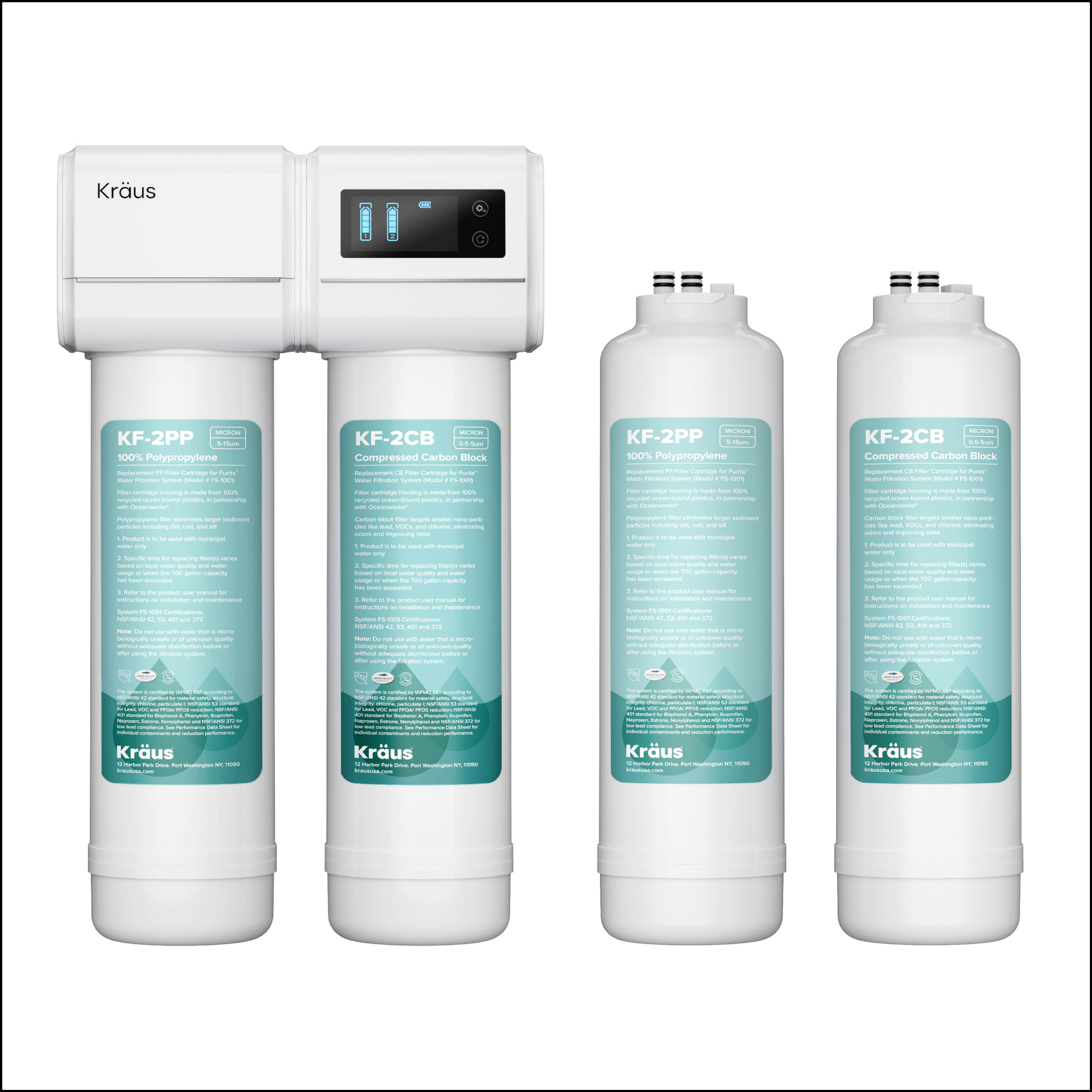 KRAUS 2-stage Water Filtration System with Replacement Filter Cartridges