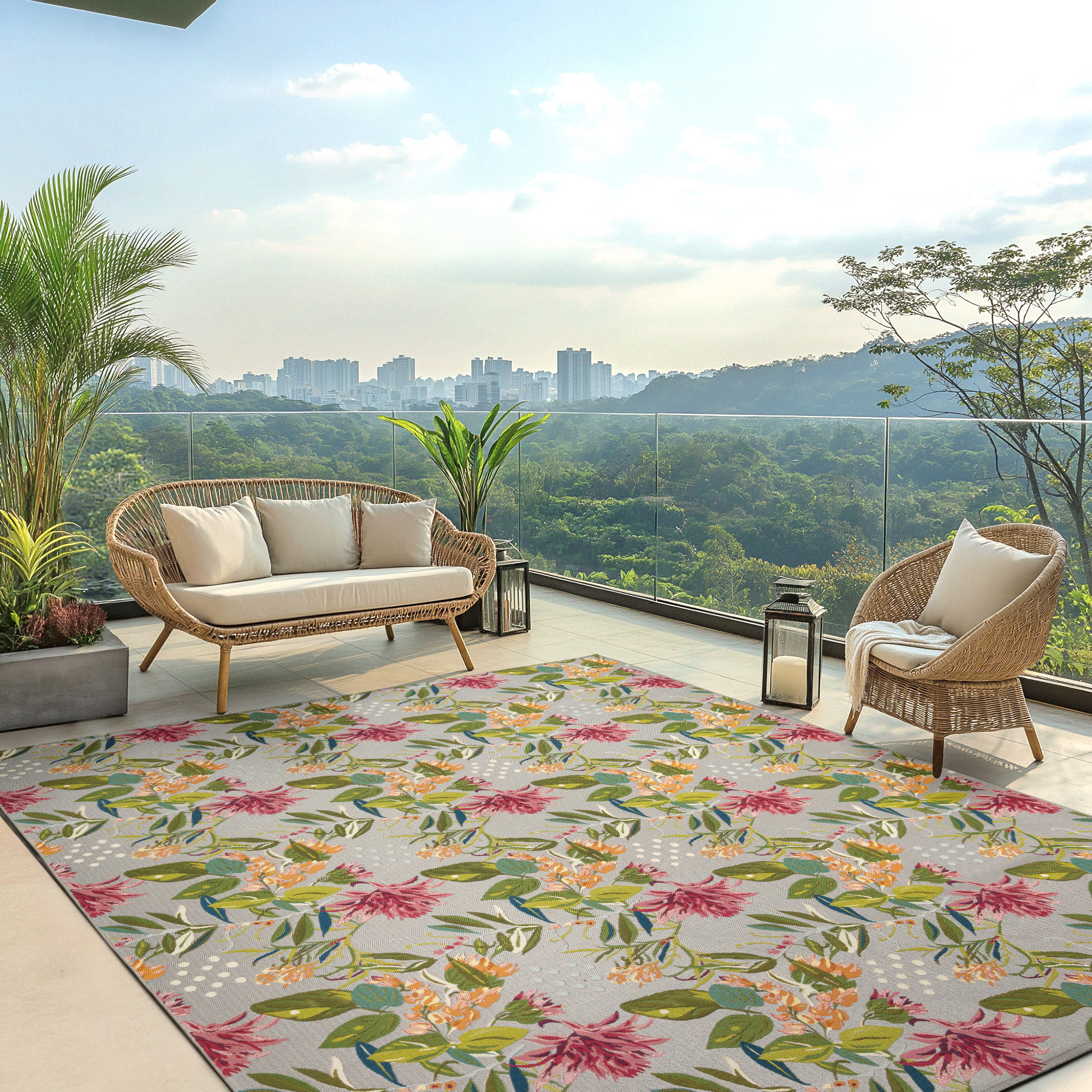 Fresco Indoor/Outdoor Rug Collection  Darra Light Gray