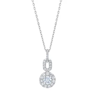 14KT WHITE GOLD VS2 I 0.60CTW ROUND DIAMOND PENDANT 0.30CTR