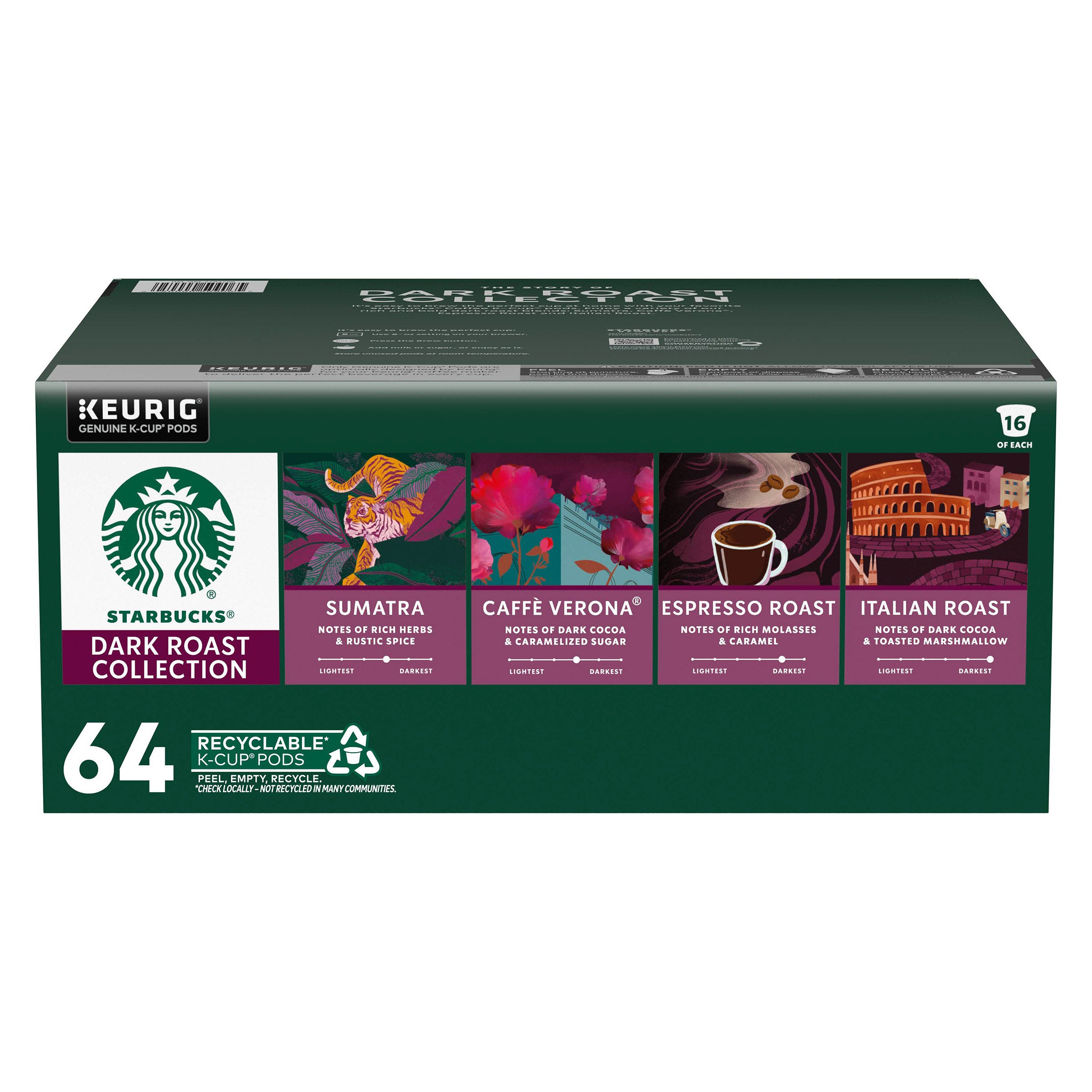 Starbucks Dark Roasts Variety Pack K-Cup Pod, 64-count | Costco