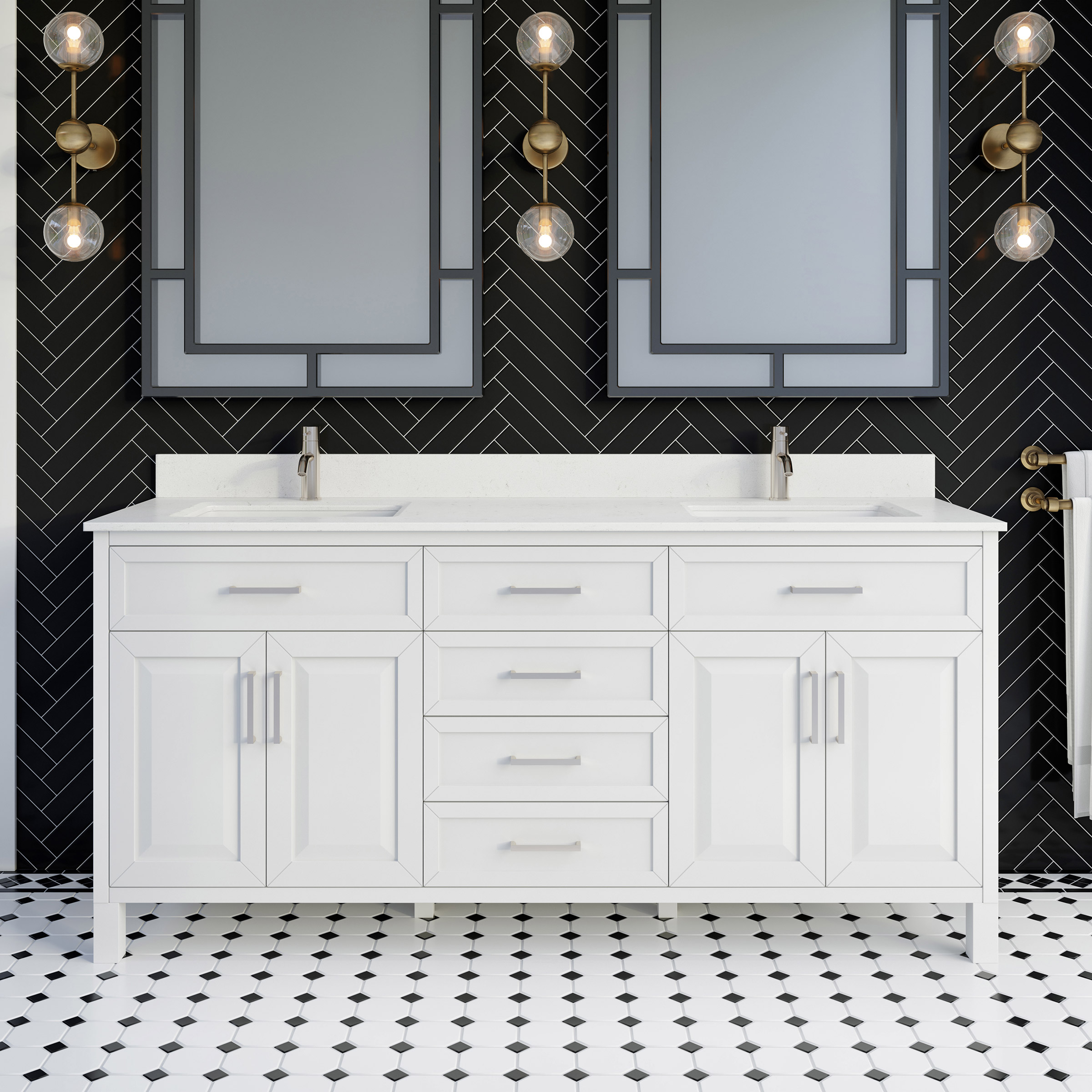 Studio Bathe Thomson II Vanity in White Finish with Engineered Stone Countertop