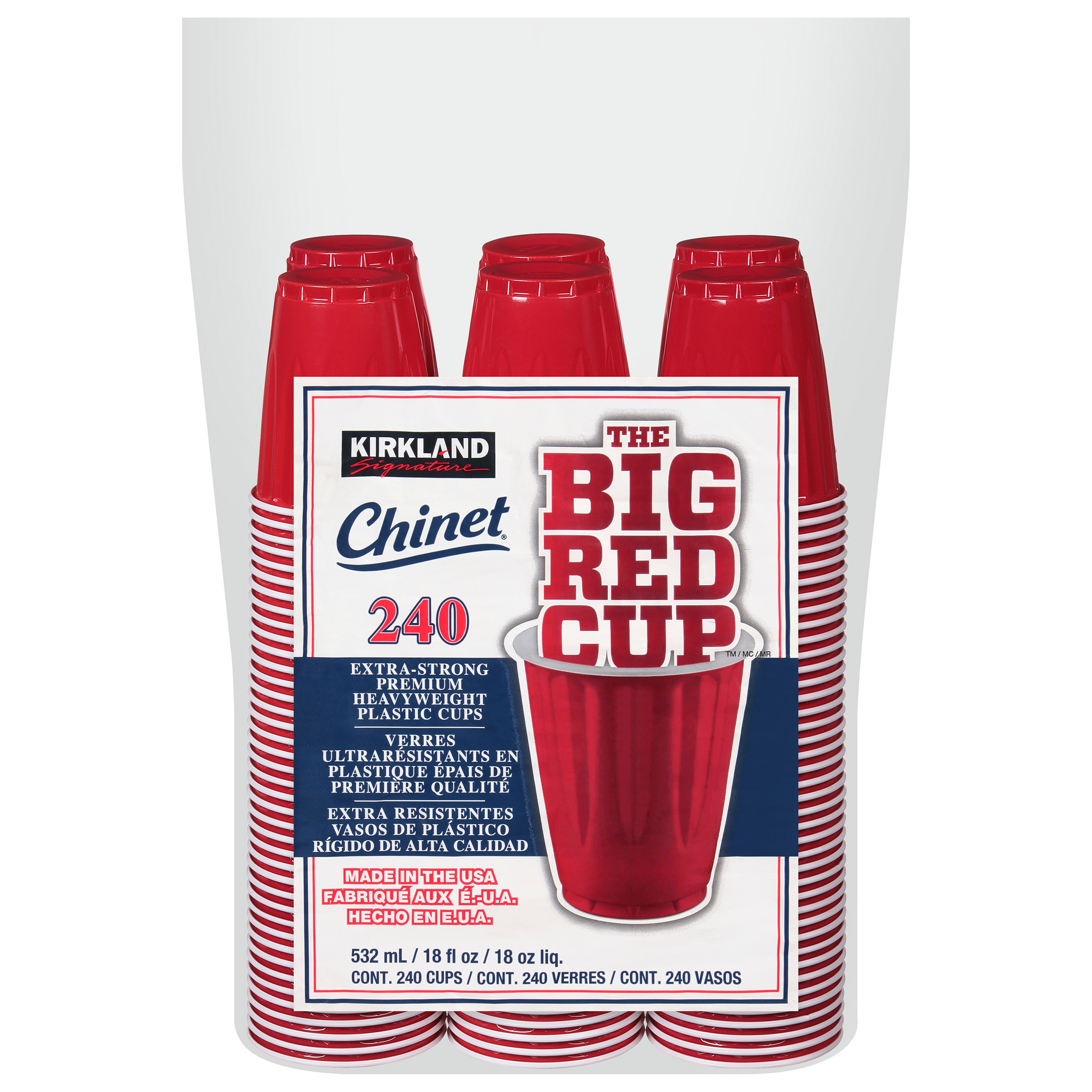 Kirkland Signature The Big Red Cup Heavyweight 18-oz. Plastic Cold Cups, 240-count