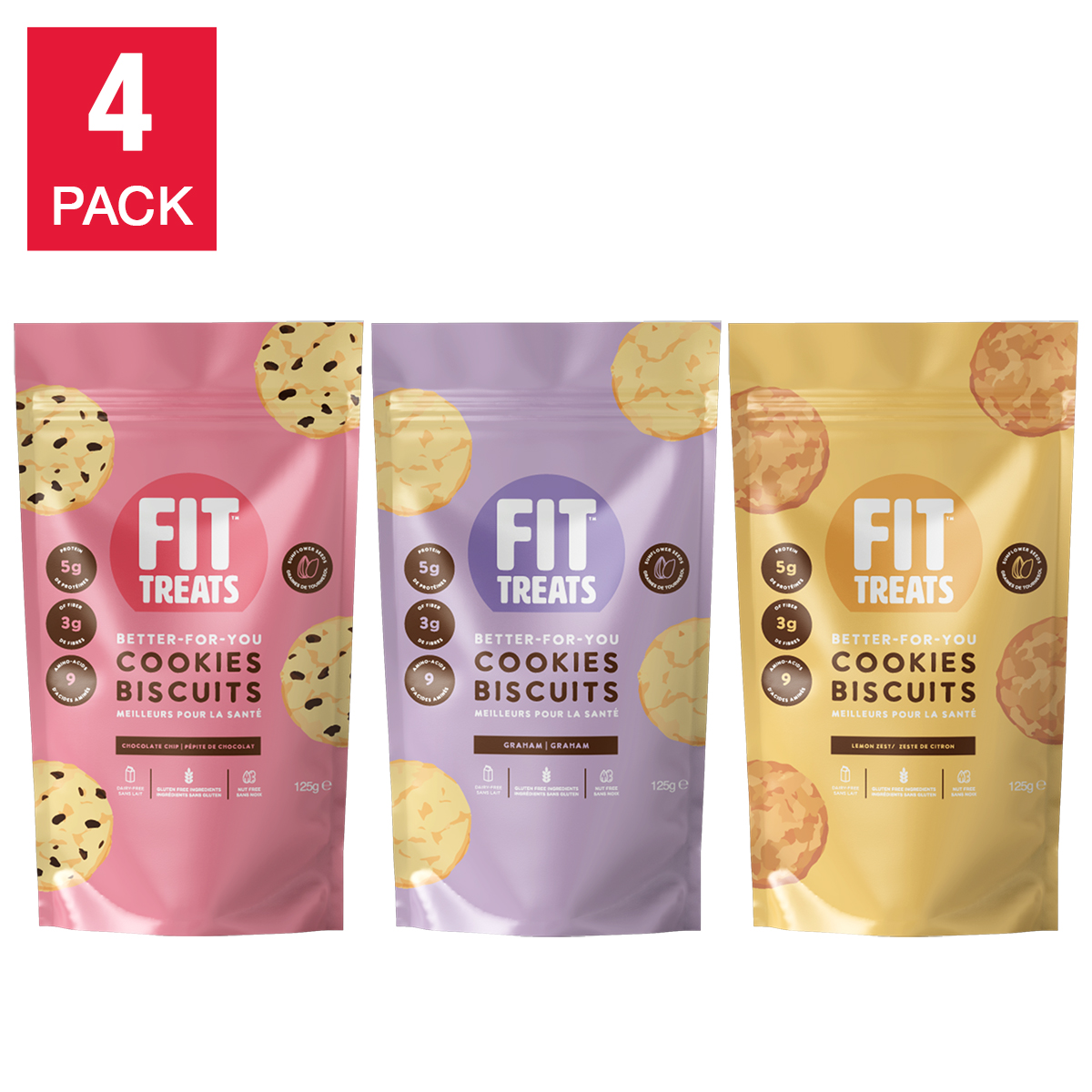 Fit Treats Better-For-You Cookies, Variety Pack, 12 × 125 g