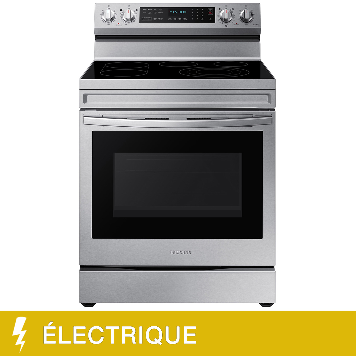 Samsung - Cuisinière électrique de 30 po et de 6,3 pi cu avec friteuse à air et Wi-Fi intégré