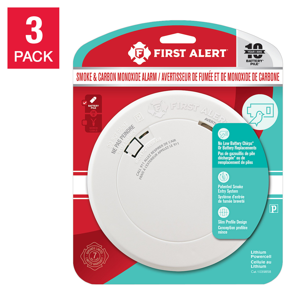 First Alert Battery Operated Smoke and Carbon Monoxide Alarm, 3-pack