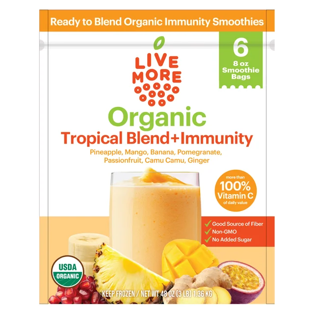LIVEMORE ORGANIC IMMUNITY SMOOTHIE 6/8 OUNCE BAGS