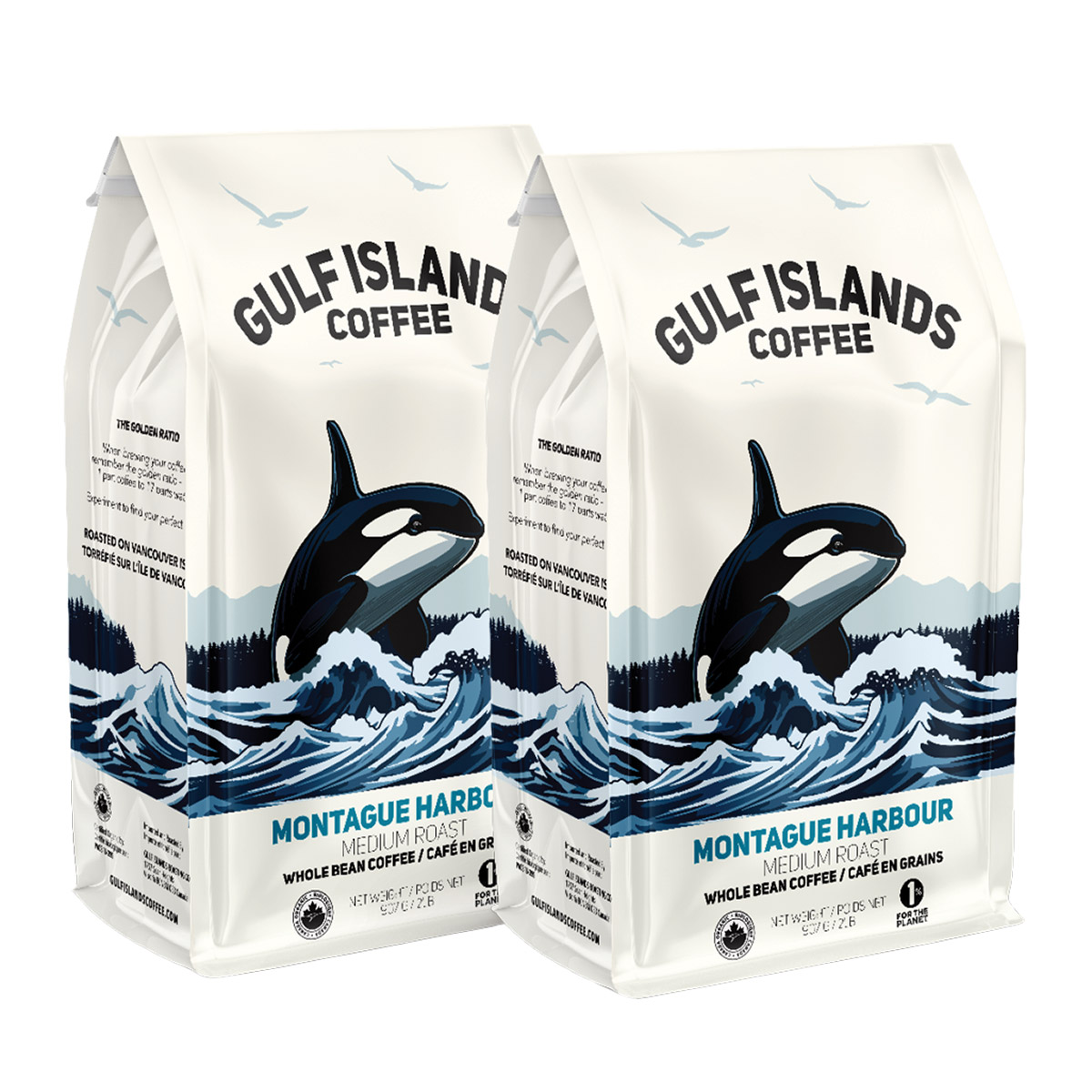 Montague Harbour Medium Roast Organic Coffee Beans, 2 x 907g