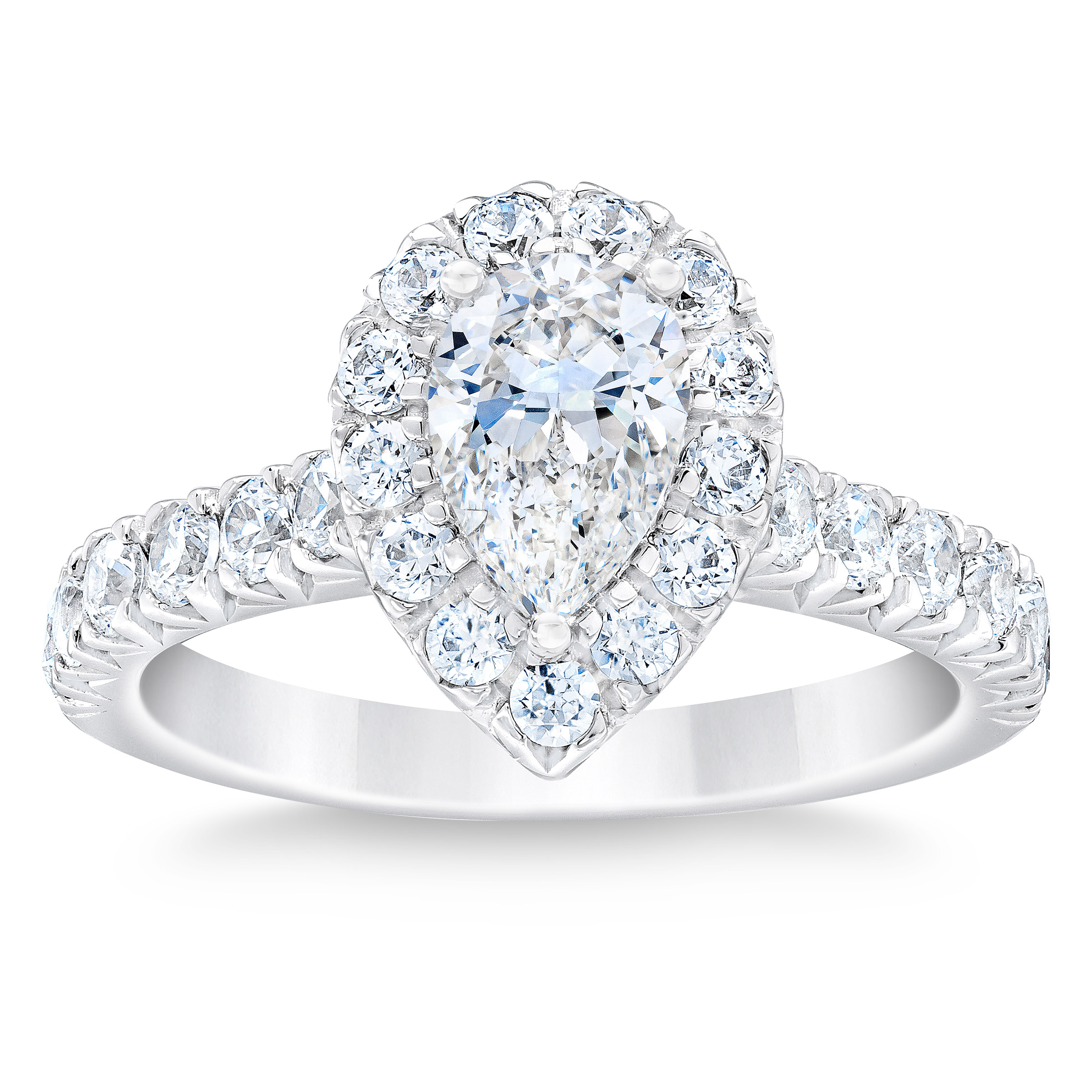 Pear Shape & Round Brilliant 2.00 ctw VS2 Clarity  G Color Diamond Platinum Halo Ring