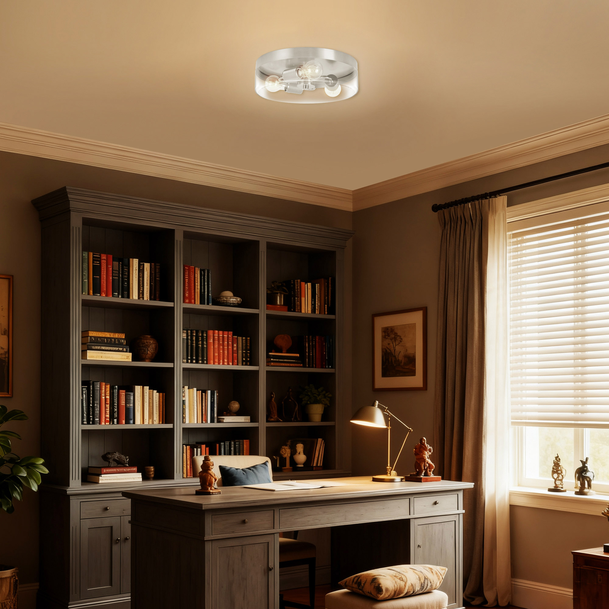 All/LS/COTTON　Msize　ライトグレー Energetic Lighting Retro-hybrid Flush Mount | Costco