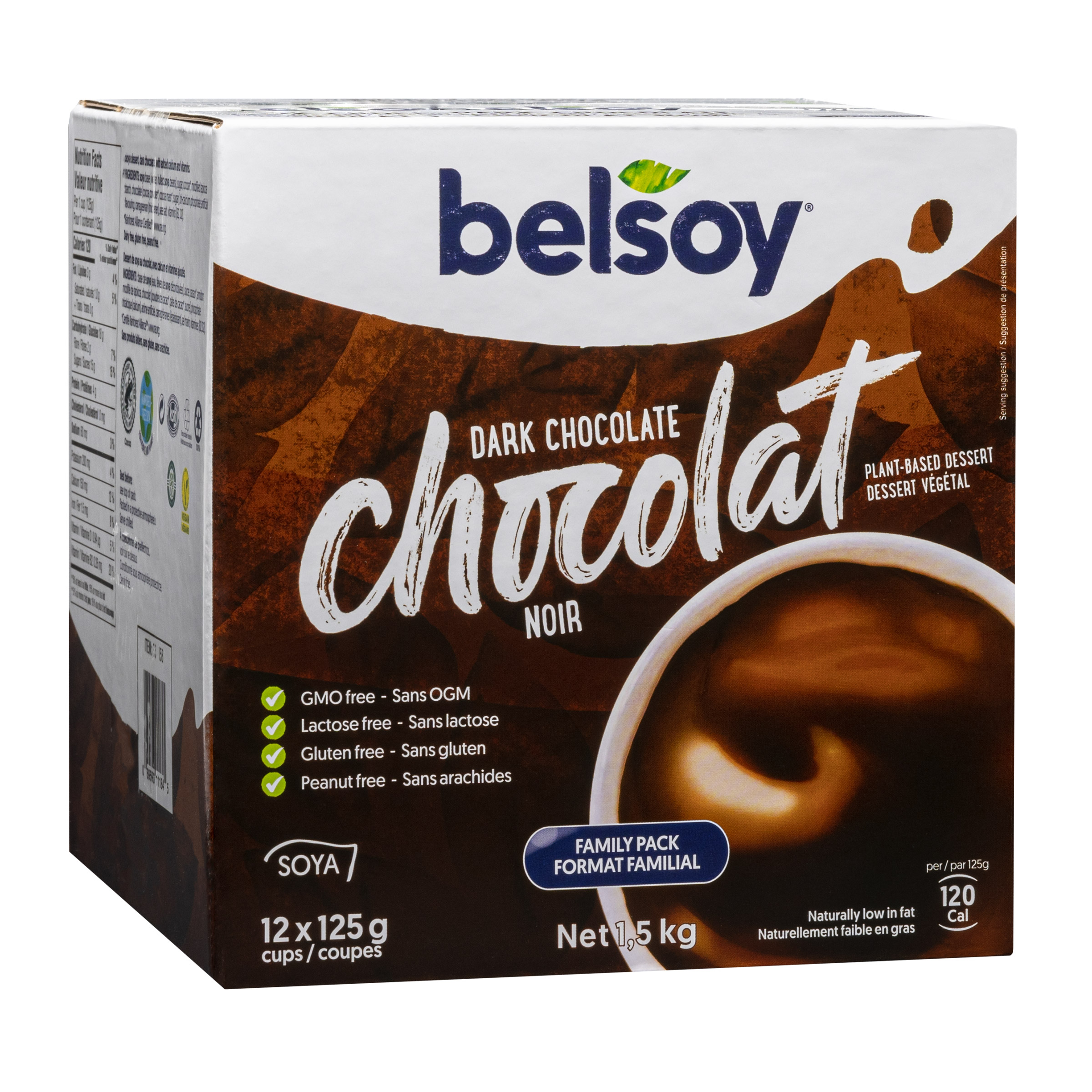 Belsoy Dark Chocolate Plant-based Dessert, 12 × 125 g
