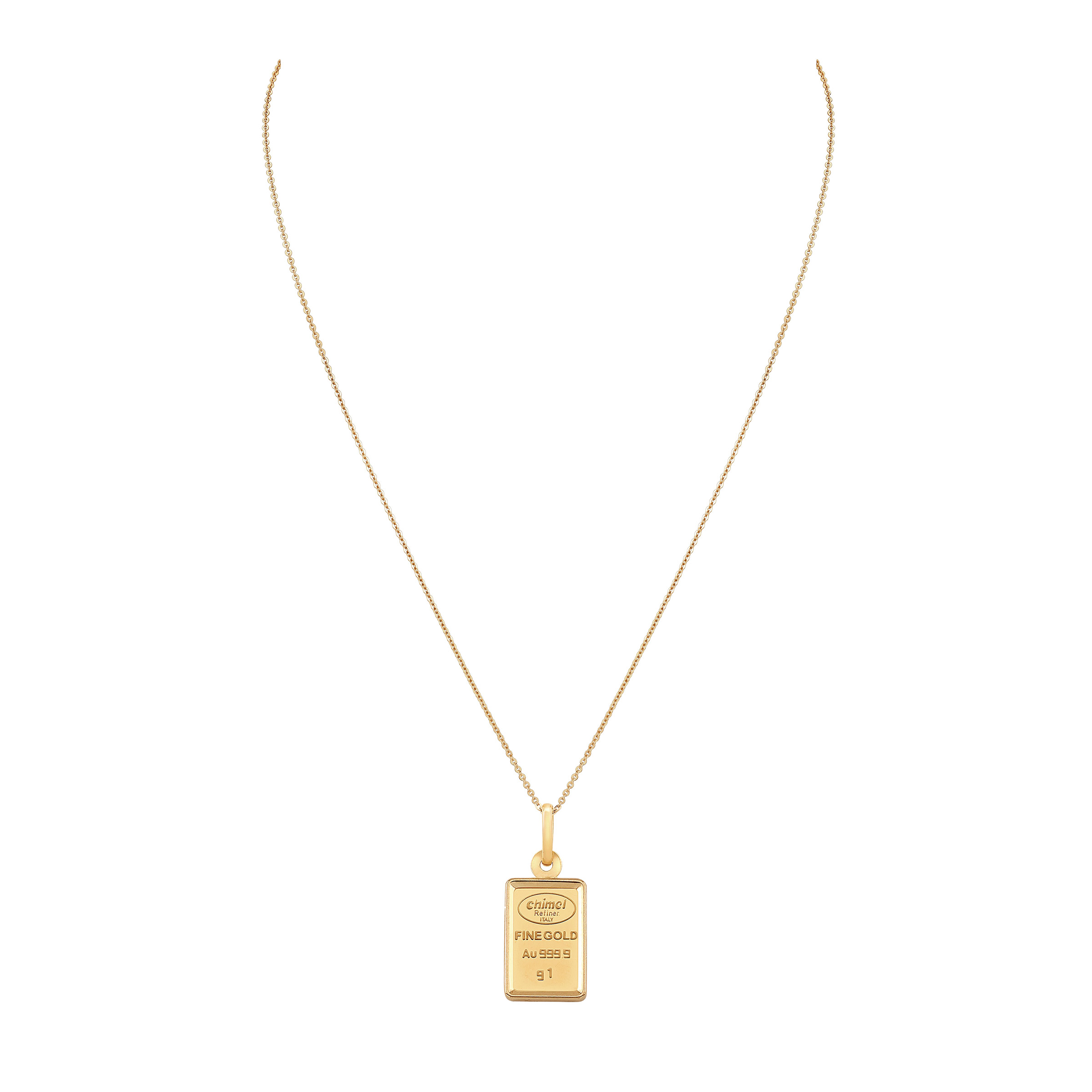 1 Gram Pure Gold Framed on 18kt Yellow Gold Chain