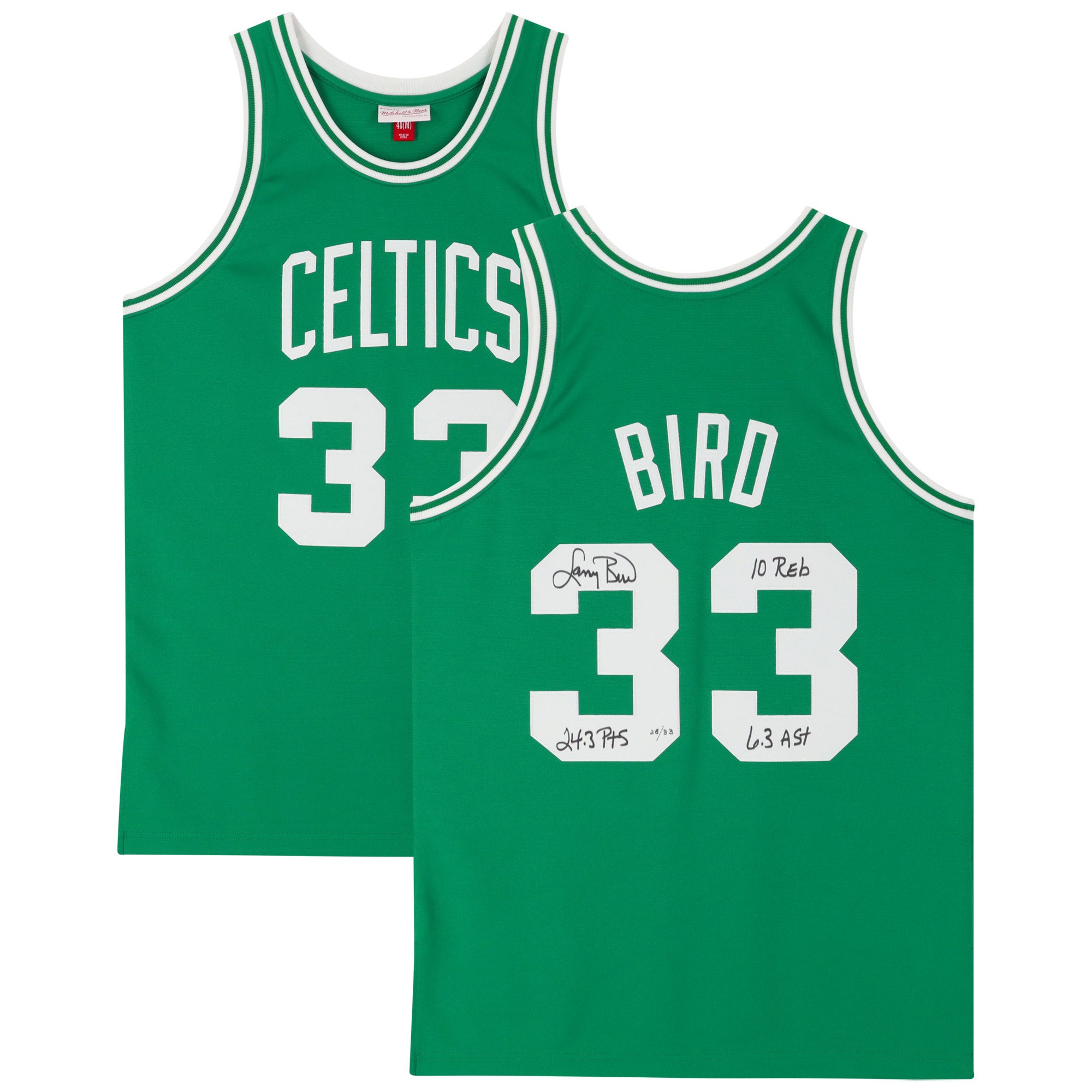 Larry Bird Autographed Boston Celtics Green Mitchell & Ness 1985