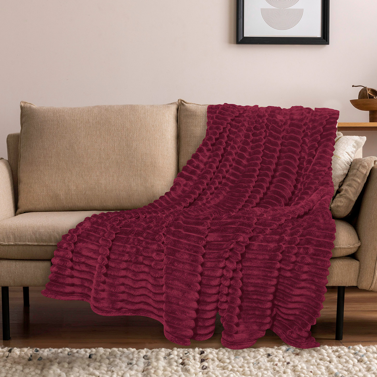 Wide Ribbed Flannel Blanket