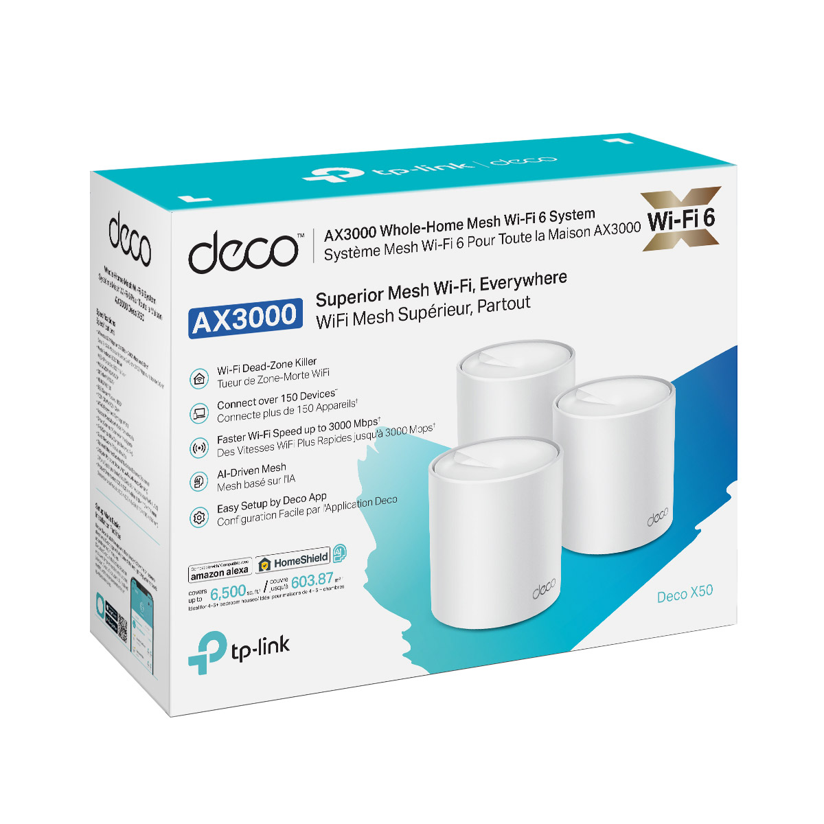 TP-Link Deco X50 メッシュWi-Fi6 AX3000 3個パック TP-Link Deco X50 AX3000 Whole Home Mesh Wi-Fi 6 System – 3-pack