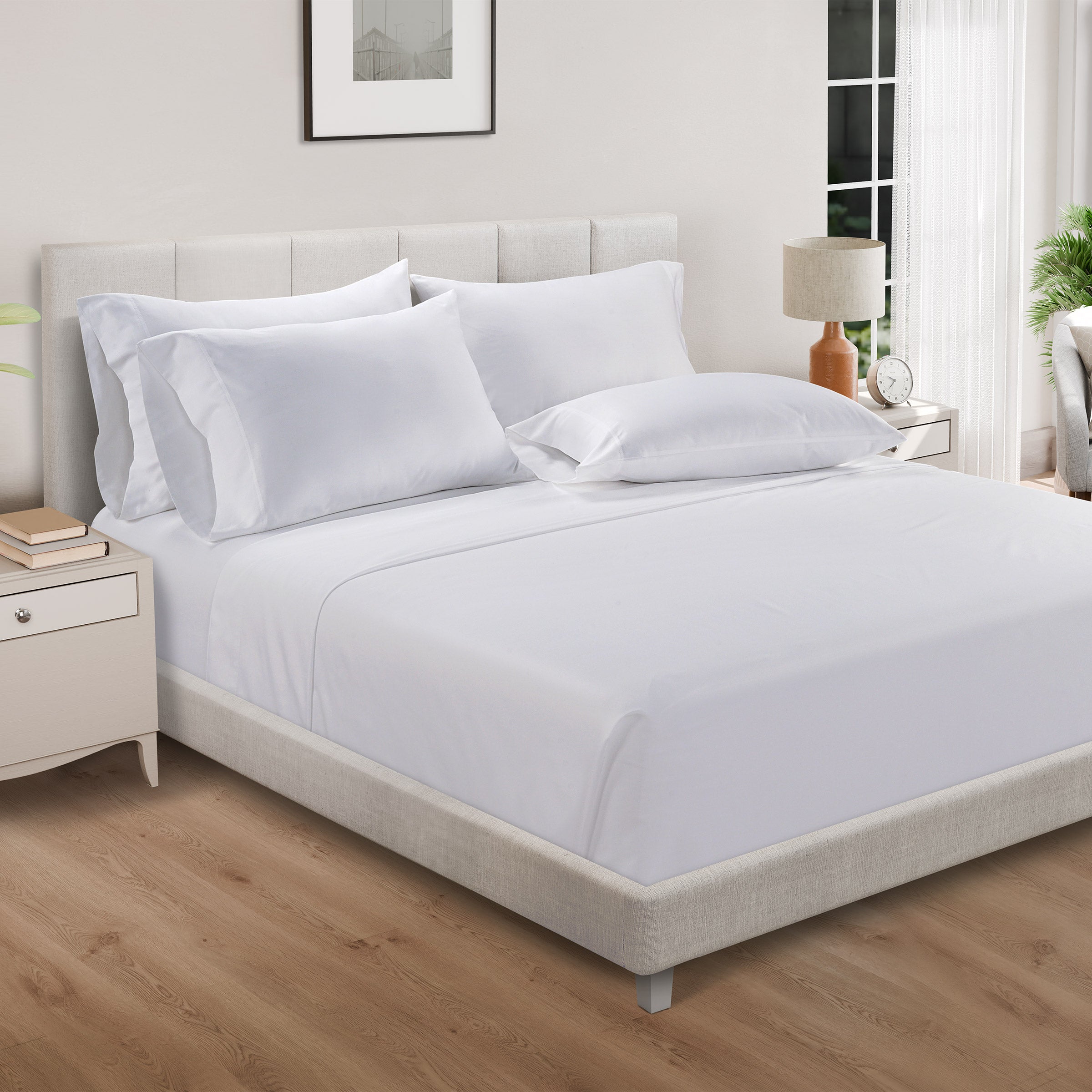 Solid White - King - Pure Earth Organic 300 Thread Count 6-piece Sheet Set