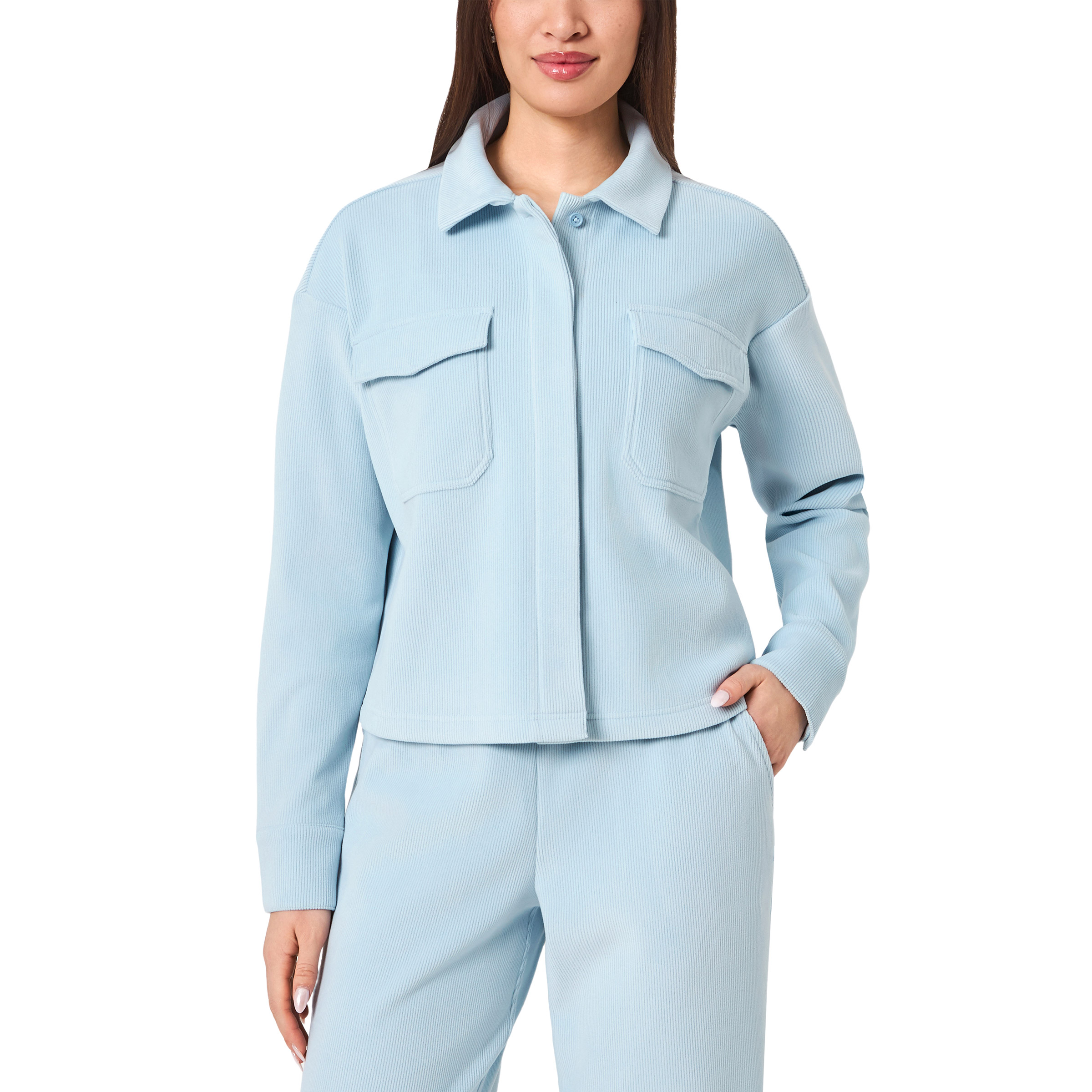 Mondetta Women's Cropped Corduroy Texture Shirt
