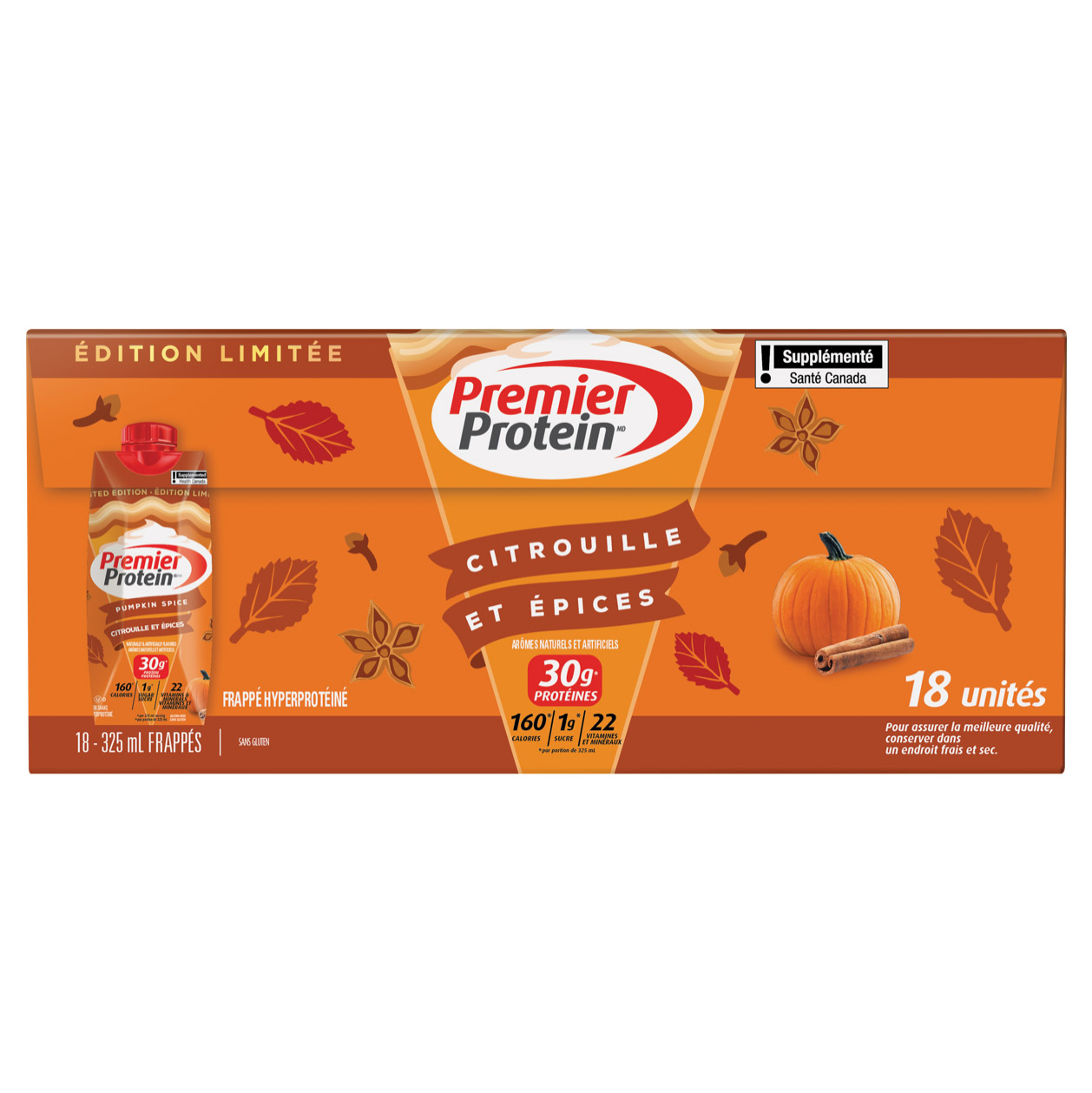 パーフェクトルーティン　180粒×3袋 Premier Protein High-protein Pumpkin Spice Shake, 18 x 325 mL | Costco
