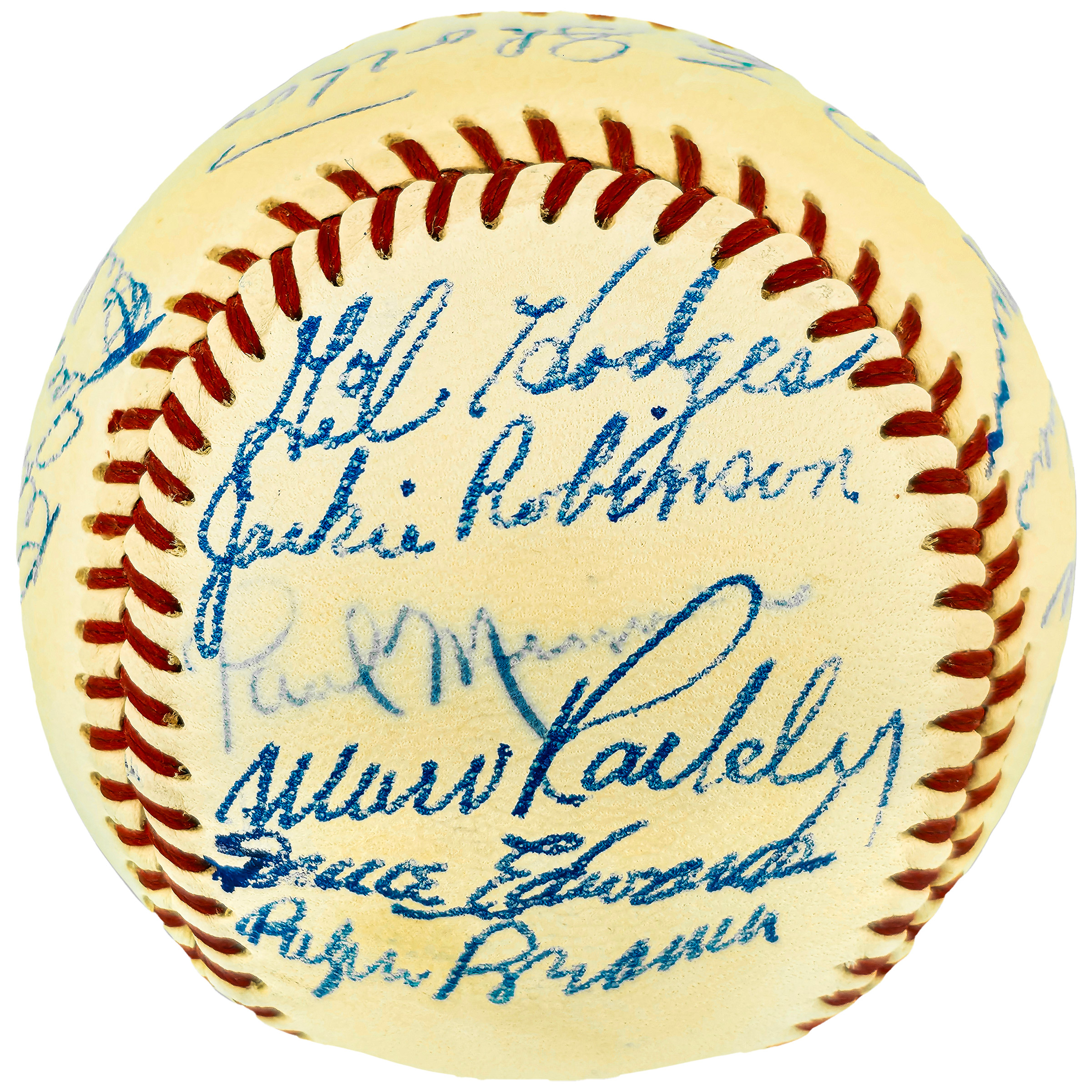 1949 Brooklyn Dodgers Autographed Official NL Baseball With 23 Signatures Including Jackie Robinson Condition Grade 7 PS