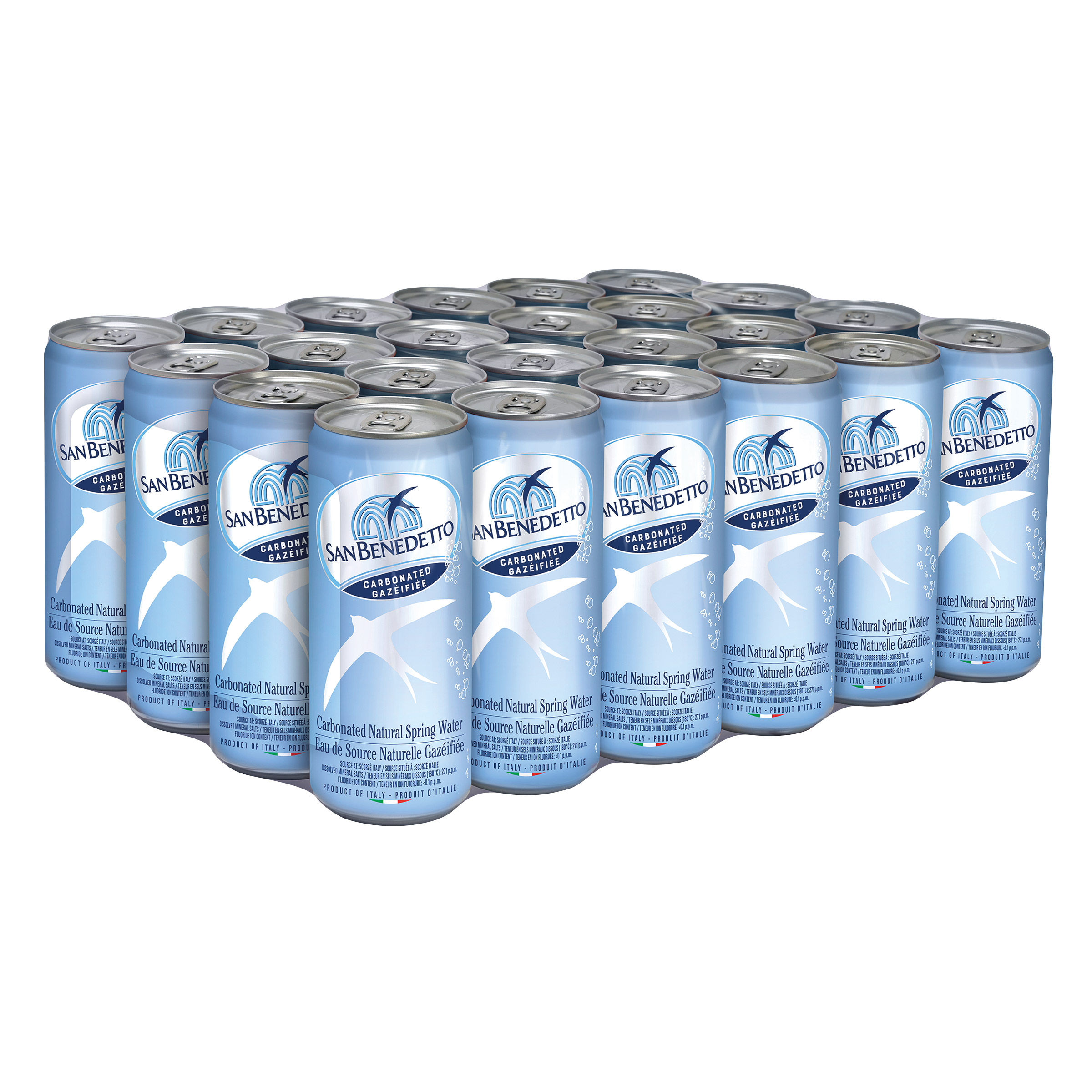 San Benedetto Carbonated Natural Spring Water, 330 mL 24-pack