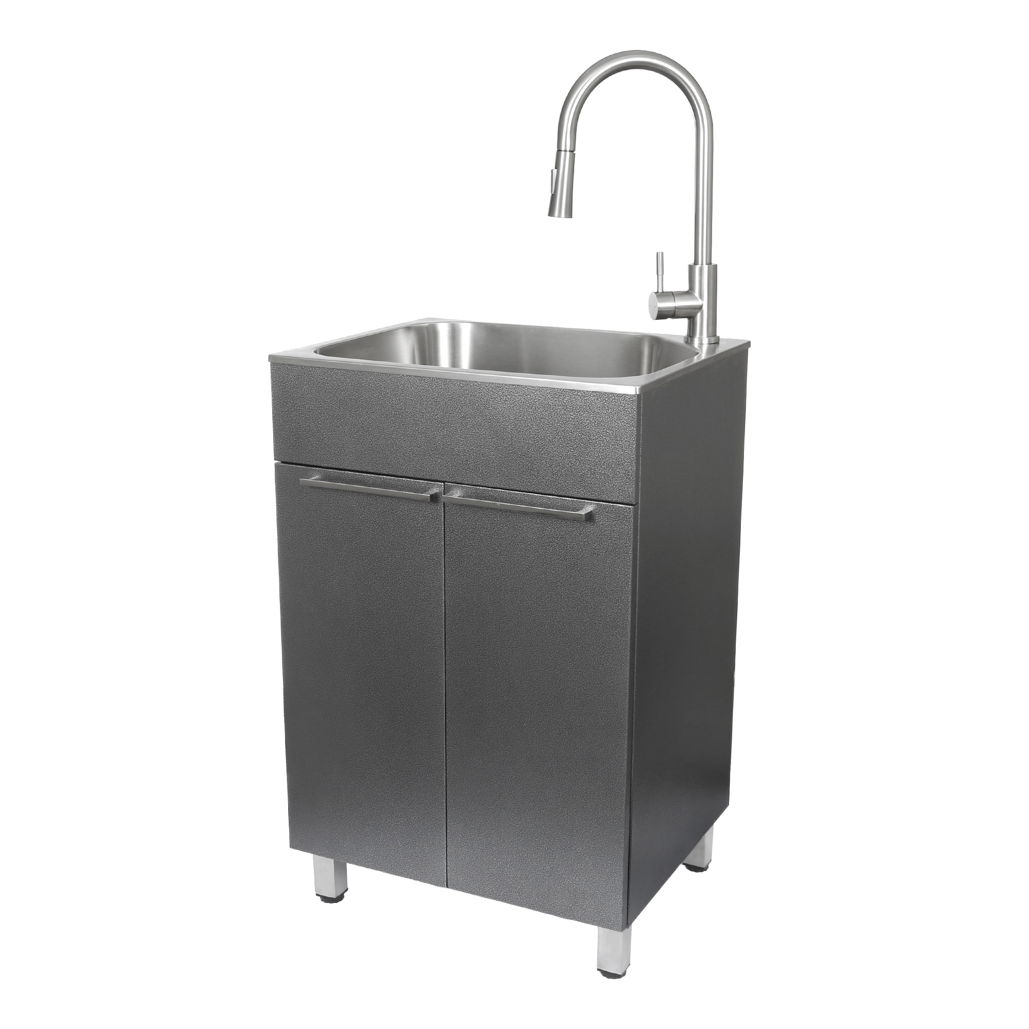 Transform Silver 22 in. All in One Utility Sink with Cabinet and Faucet