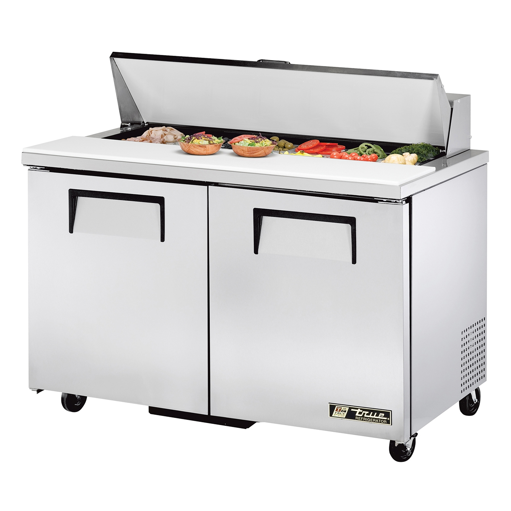 True 48 in. 12 cu ft. Commercial Stainless Steel Solid Door Sandwich Prep Table