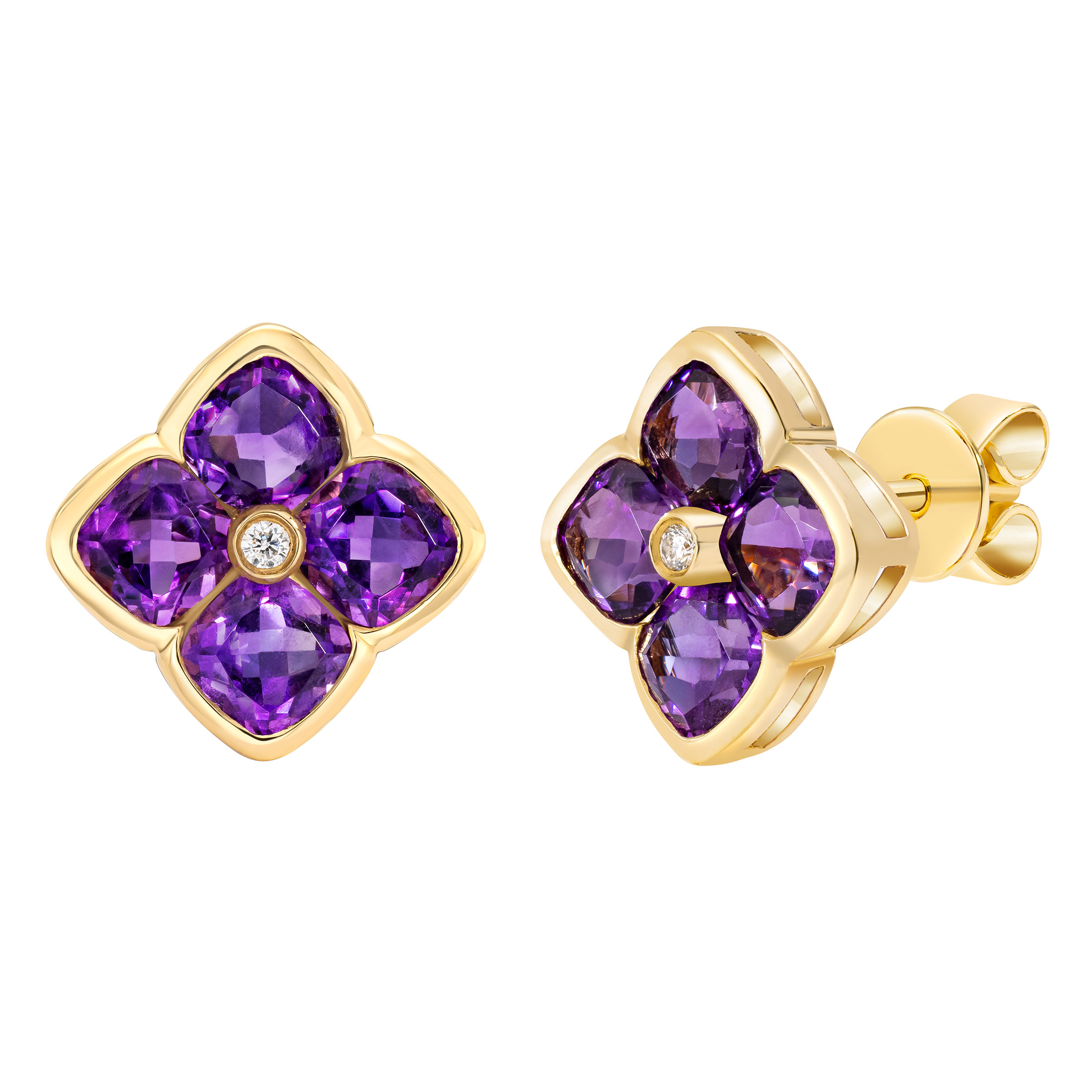 AYＭ✨ Flower Amethyst and Diamond Earrings (0.02 ctw) | Costco