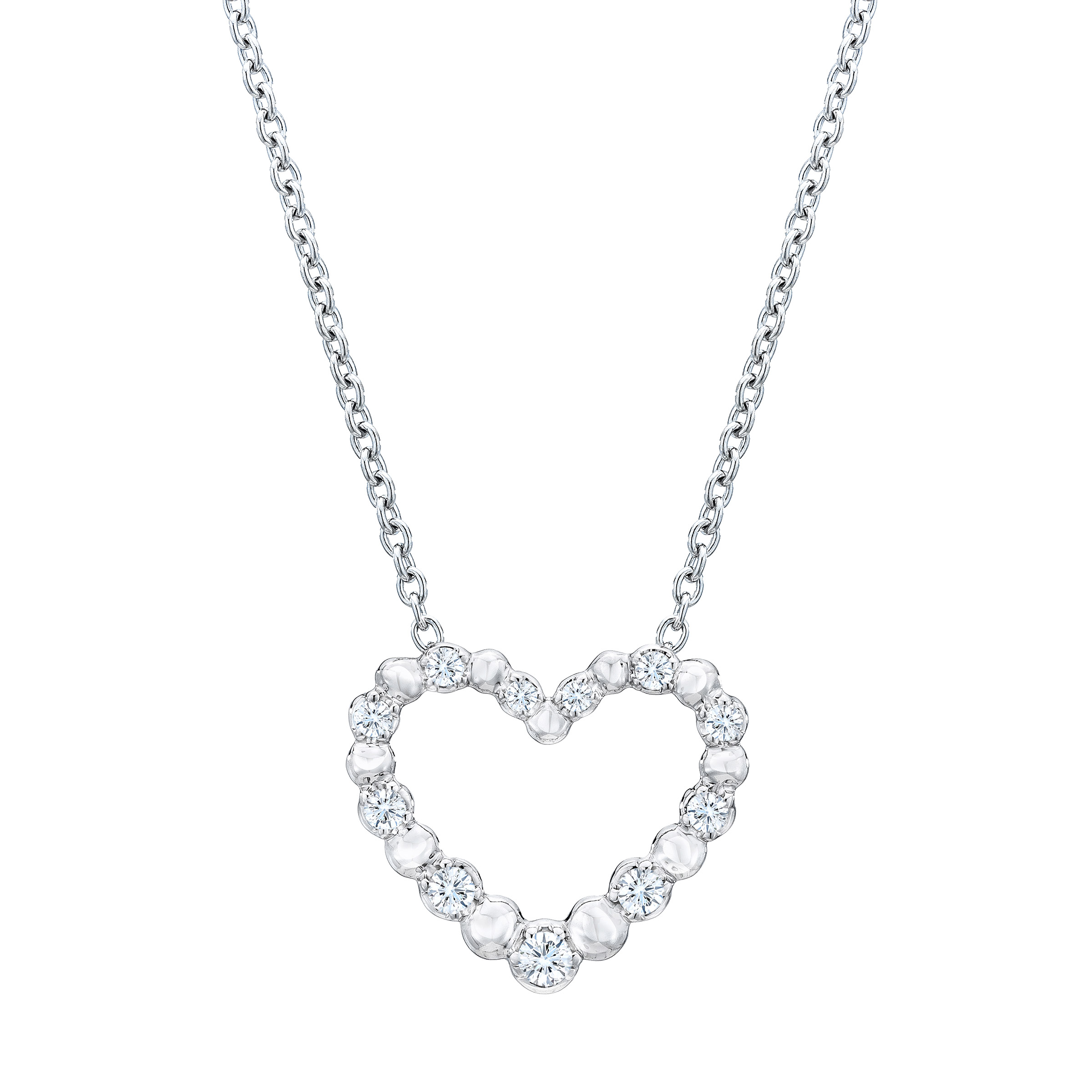Round Brilliant Diamond Heart Necklace (0.12 ctw)