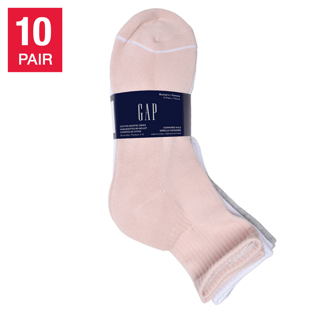 GAP Women's Shortie Crew Socks, 10-pair