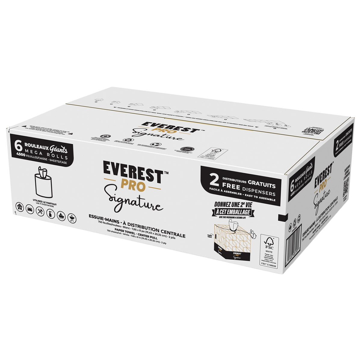 Everest Pro Signature Center Pull Towels, 6 × 750 sheets