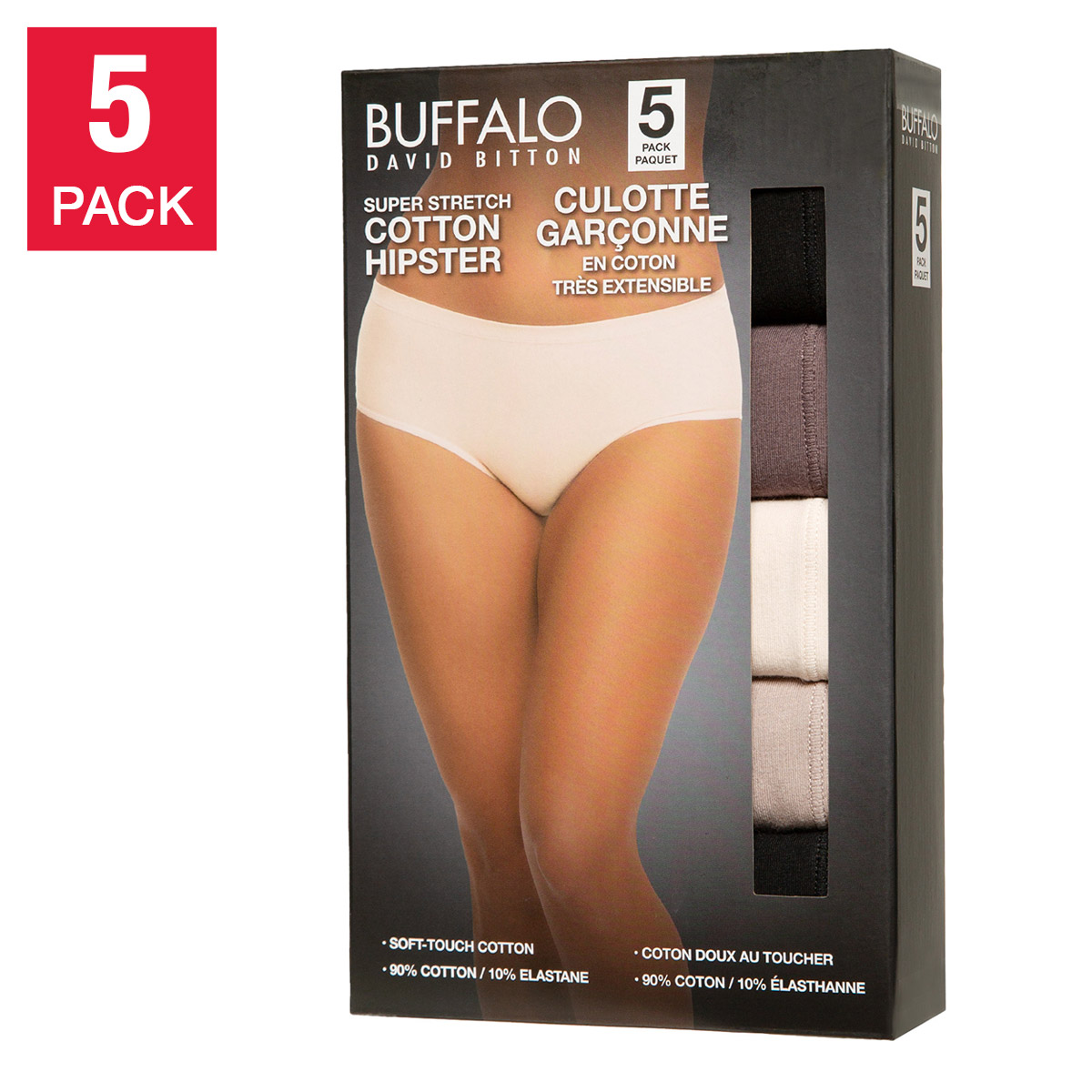 Buffalo Women's Cotton Hipster Briefs, 5-pack