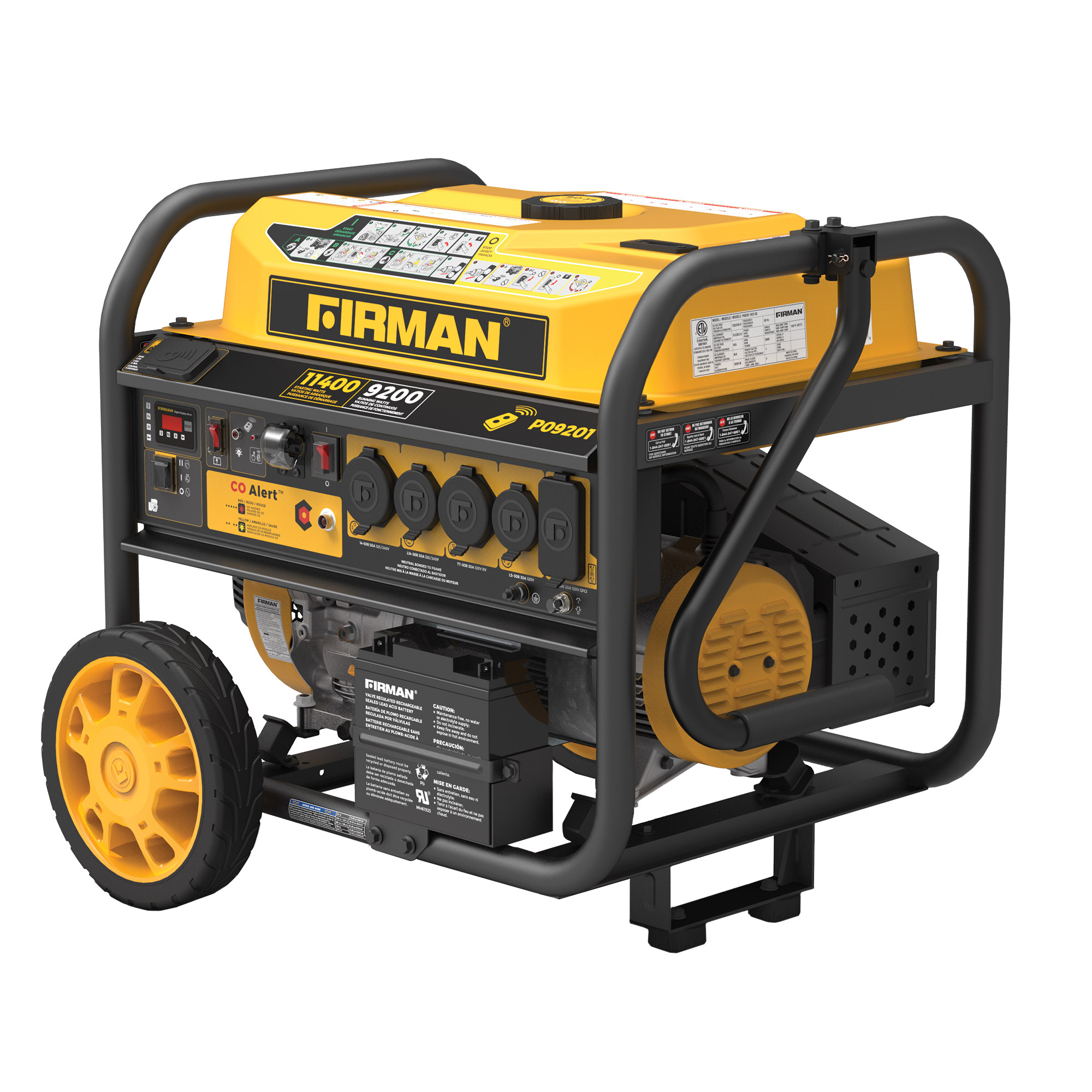 Firman 9200W Running / 11,400W Peak Gasoline Powered Generator with Remote Start and CO Alert System